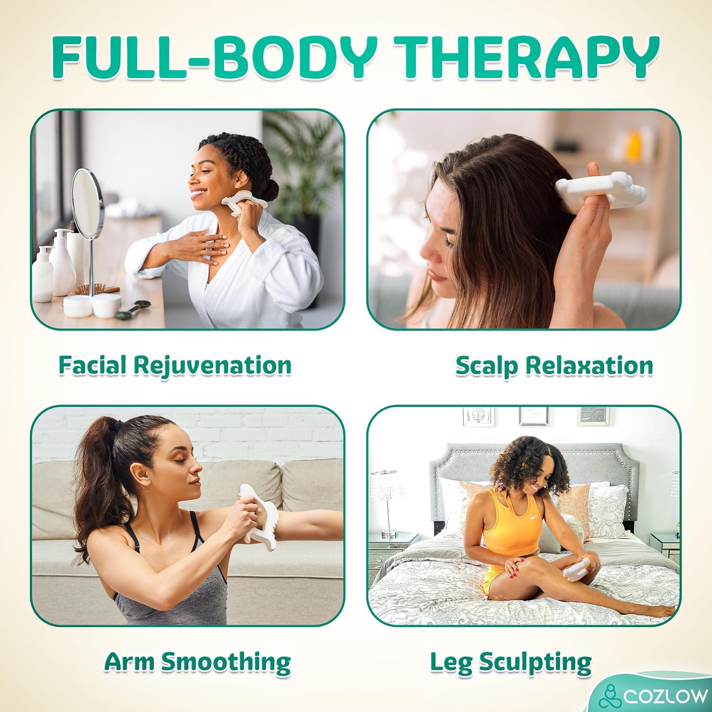 COZLOW Ceramic Gua Sha Massage Tool for Face & Body - Premium Muscle Scraping Tool for Lymphatic Drainage & Fascia Massage - Trigger Point Massager for Body Sculpting & Contouring - Medaid International