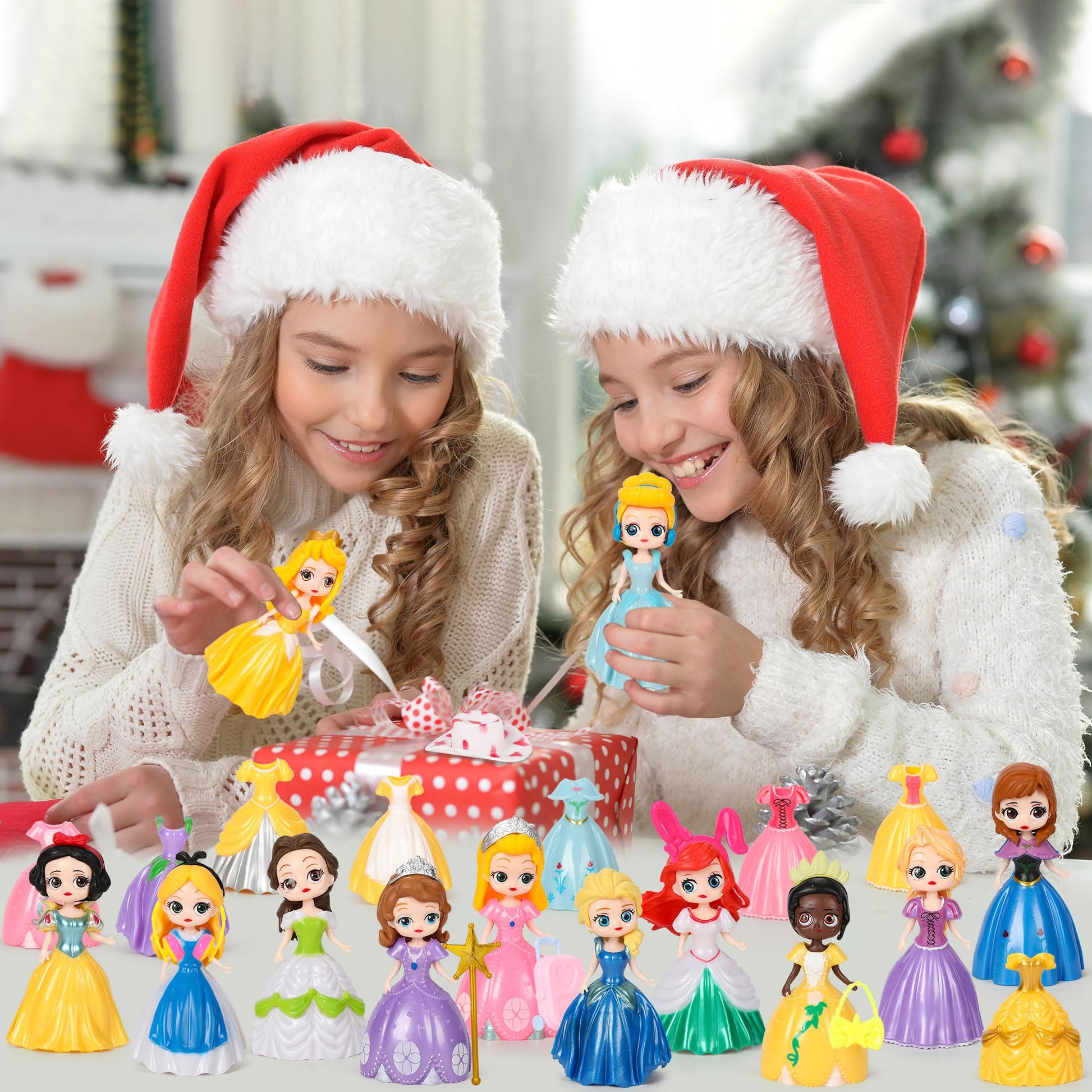 Christmas Advent Calendar Princess Toy - Princess Deformation Toy Christmas Countdown Calendars Princess Transformable Toys for Girls Xmas Gifts Play Party Favor - Medaid International