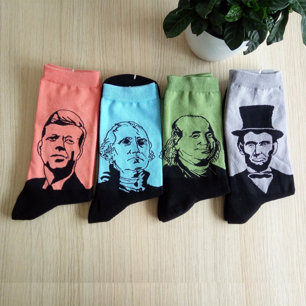 HSELL Mens Funny Presidents/Founding Father Pattern Dress Socks Novelty Design Cotton Socks Fun Gifts for History Lover - Medaid International