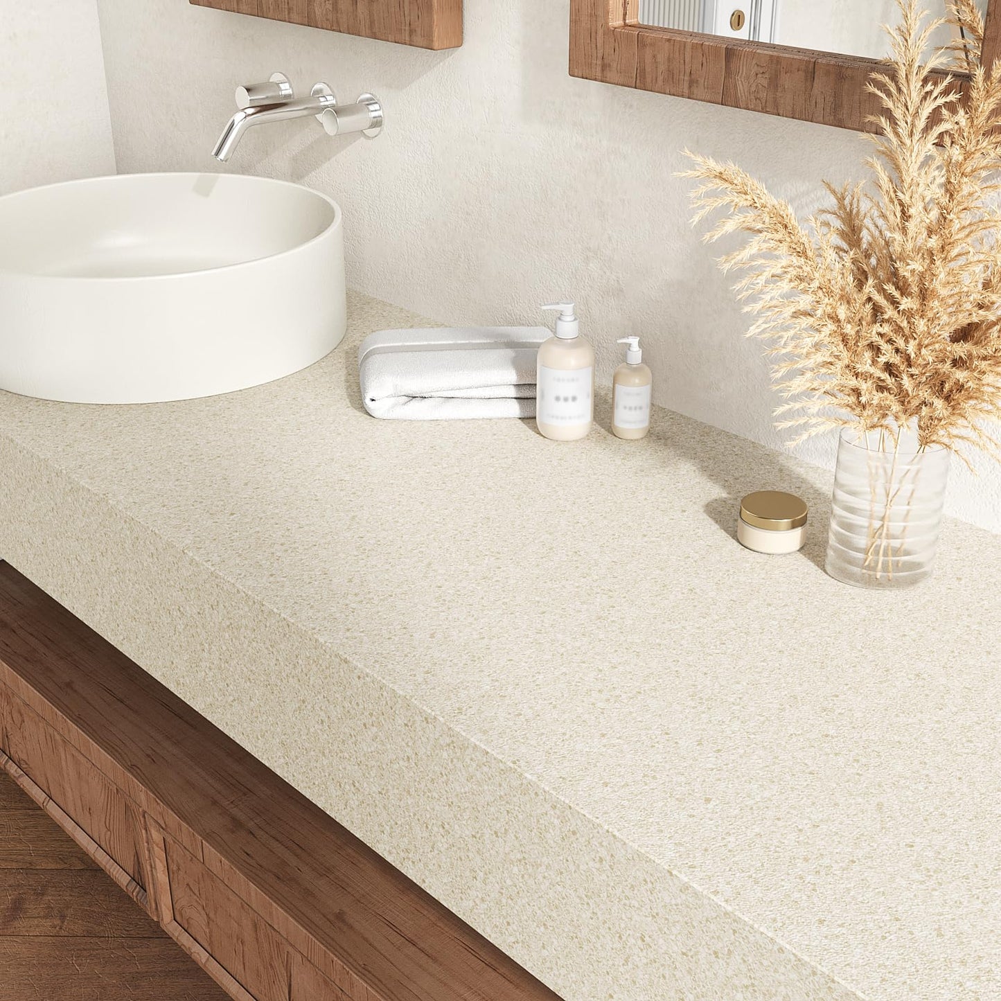 VEELIKE Beige Granite Contact Paper for Countertops Waterproof Peel and Stick Countertops Covers 15.7''x118'' Marble Countertop Wallpaper Peel and Stick Counter Top Vinyl Wrap for Kitchen Bathroom - Medaid International