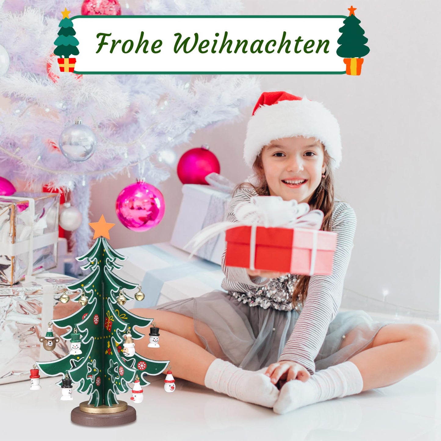 Advent Calendar 2025 Wooden Christmas Tree with 18 Ornaments Tree Christmas Calendar for Children Table Decoration Mini Christmas Tree Pendant for Adults Boys Girls Small Advent Calendar - Medaid International