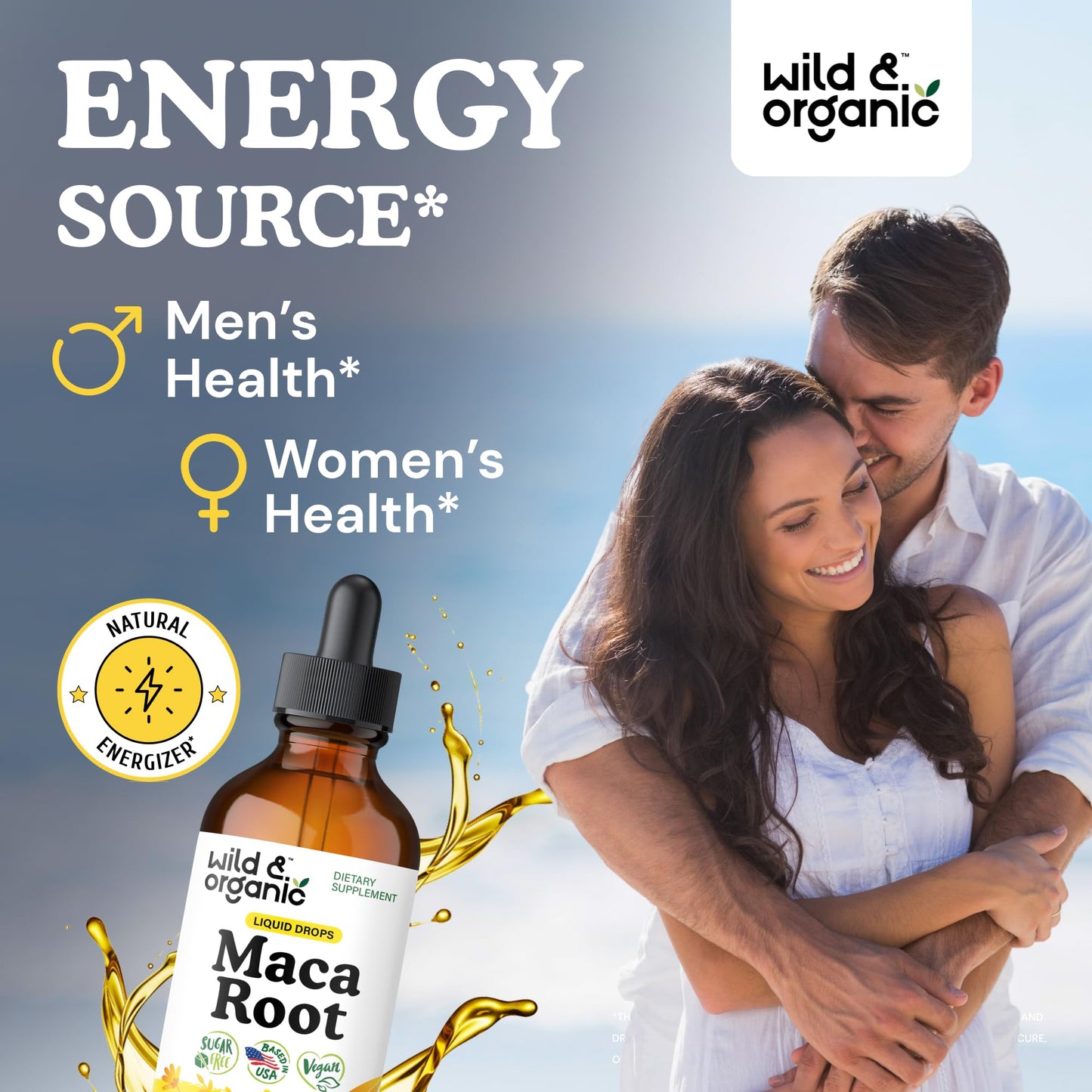Wild & Organic Maca Root Liquid Drops for Men & Women - Peruvian Maca Tincture for Overall Support - Vegan, Sugar & Alcohol-Free Supplement - 4 fl oz - Medaid International