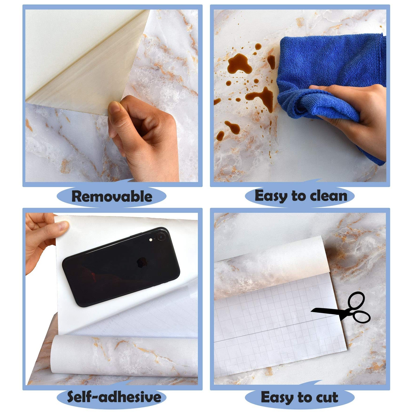 Cohoo Home Marble Contact Paper for Countertops Marble Peel and Stick Wallpaper Removable Self Adhesive Wallpaper Matte Peel and Stick Countertops Kitchen Cabinet Waterproof 23.6inW 118inL White/Gold - Medaid International