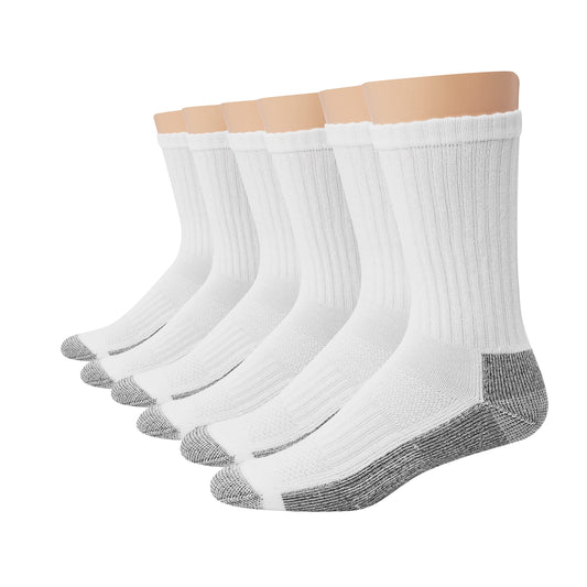 Hanes mens Crew Socks, 6-pair Pack Work Sock, White, 6 12 US - Medaid International