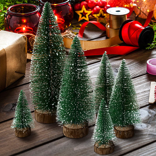 6pcs Mini Christmas Trees Decor, Artificial Bottle Brush Tabletop Trees, 4 Size Holiday Decoration for Xmas (Green) - Medaid International