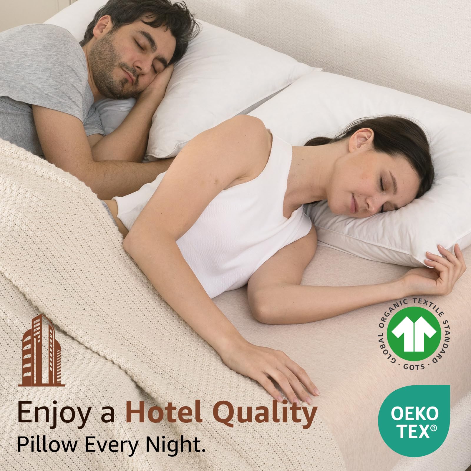 AIKOFUL Luxury Feathers Down Pillows Standard Size Set of 2, Hotel Quality Fluffy Bed Pillows, Soft Pillows for Sleeping, Organic Cotton Cover(20x26”, Pack of 2) - Medaid International