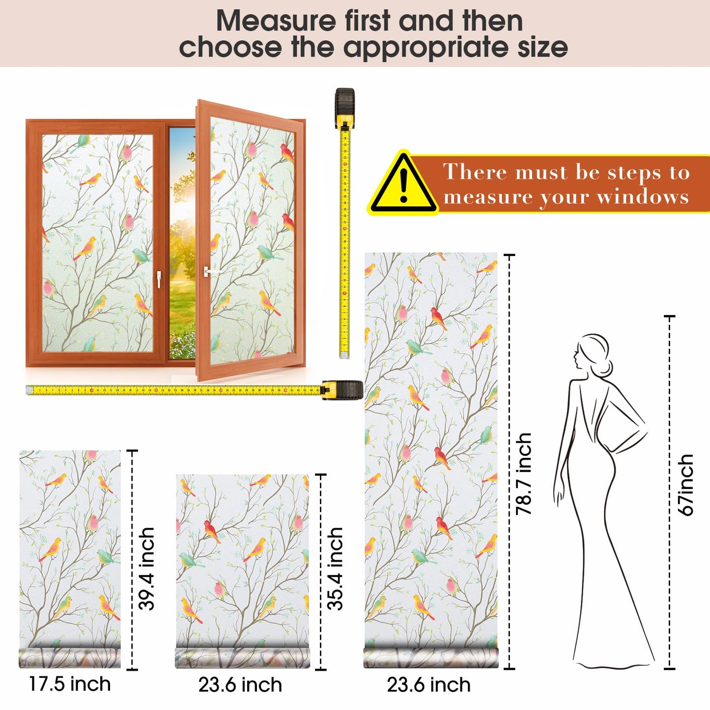 Coavas Stained Glass Window Film, Decorative Frosted Glass Window Privacy Film, Static Cling Non-Adhesive Windows Sticker for Front Door Bathroom Heat Control Anti UV,35.4 x 78.7 Inch - Medaid International