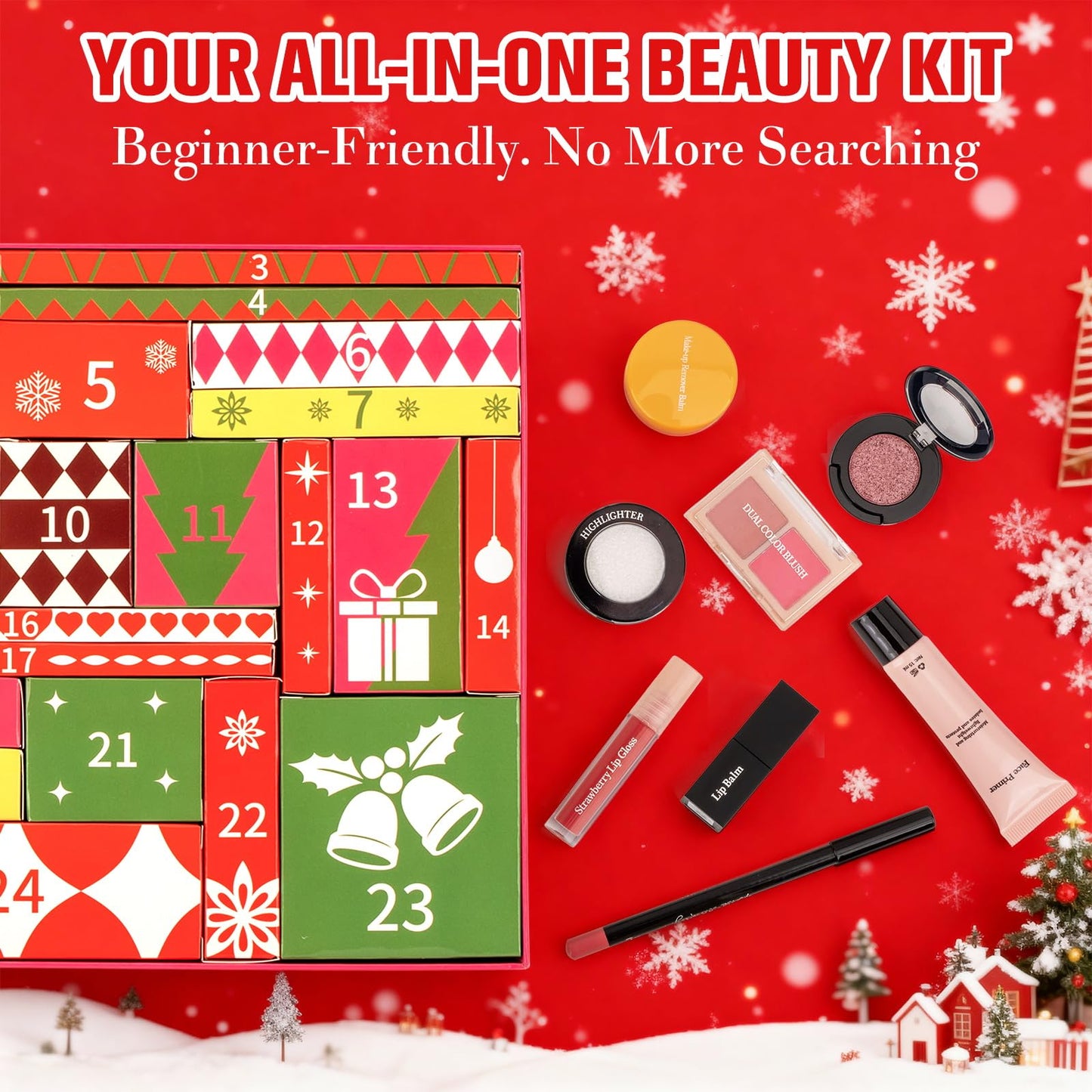 UPGRADED Professional Makeup Advent Calendar Real Makeup for Girls Teens Women Advent Beauty Calendar 2025 24Pcs Individually Boxed Christmas Xmas Surprises Beauty Countdown Set - Medaid International