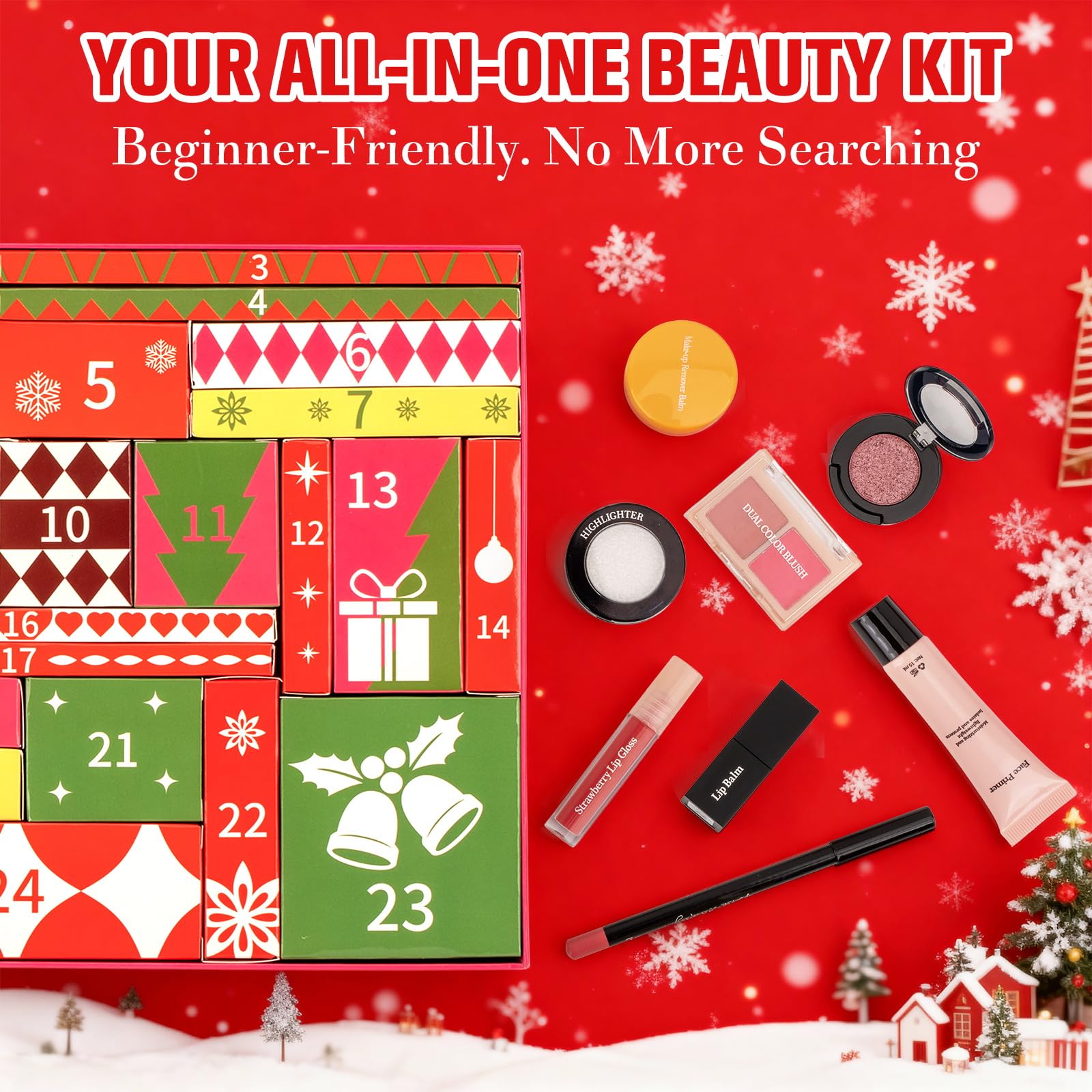 UPGRADED Professional Makeup Advent Calendar Real Makeup for Girls Teens Women Advent Beauty Calendar 2025 24Pcs Individually Boxed Christmas Xmas Surprises Beauty Countdown Set - Medaid International