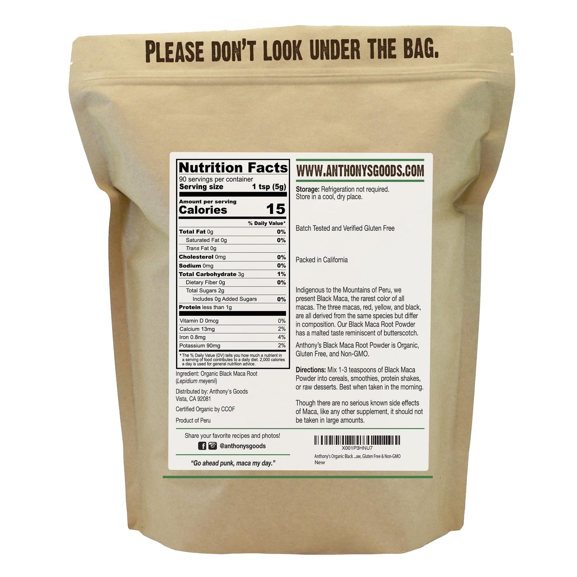 Anthony's Organic Black Maca Powder, 1 lb, Raw, Gluten Free & Non GMO - Medaid International