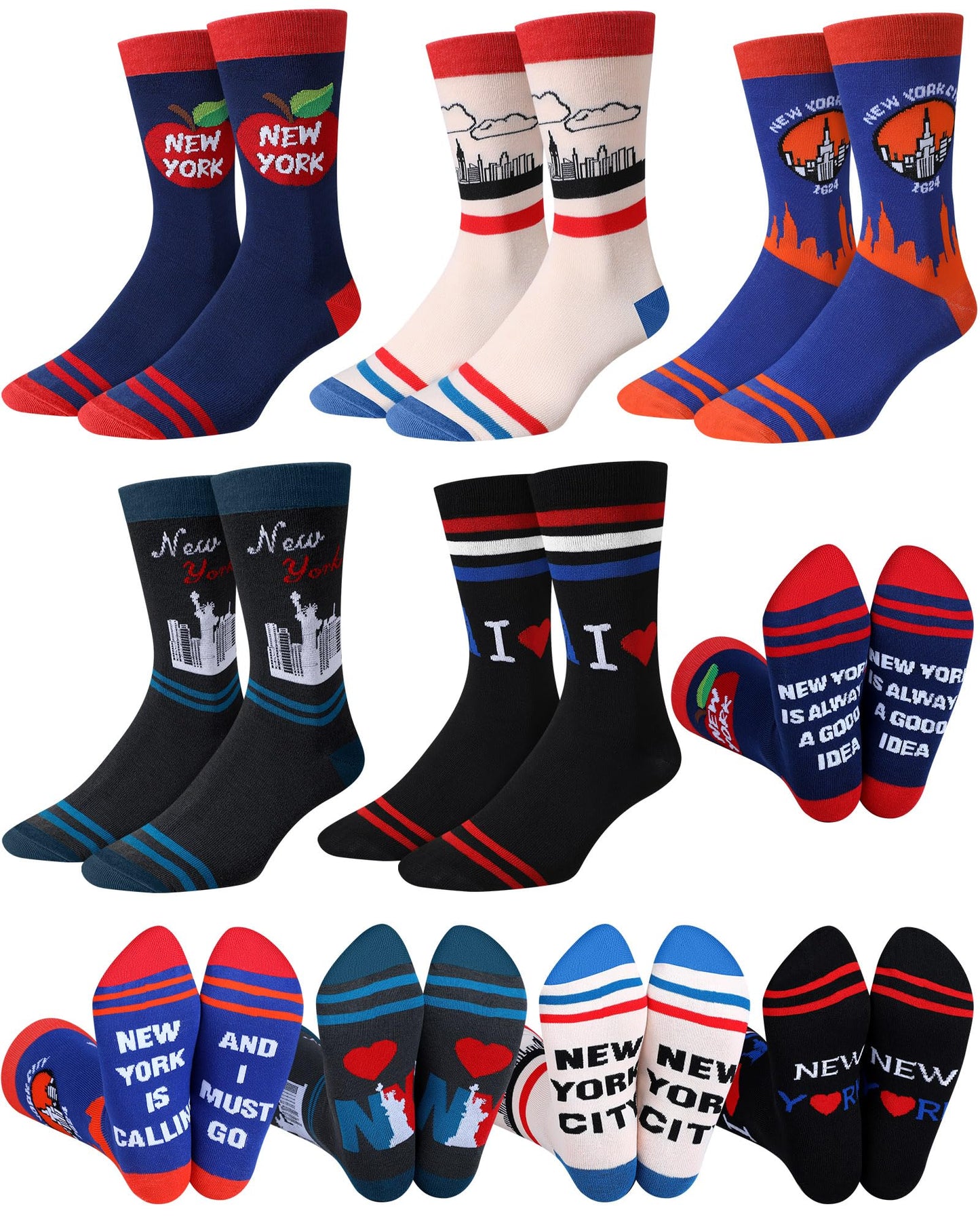 Halfchet 5 Pairs Funny New York Souvenirs Gifts for Men Novelty New York City Socks City State Crew Socks Souvenirs for Traveler Lover Holiday Birthday Gifts - Medaid International