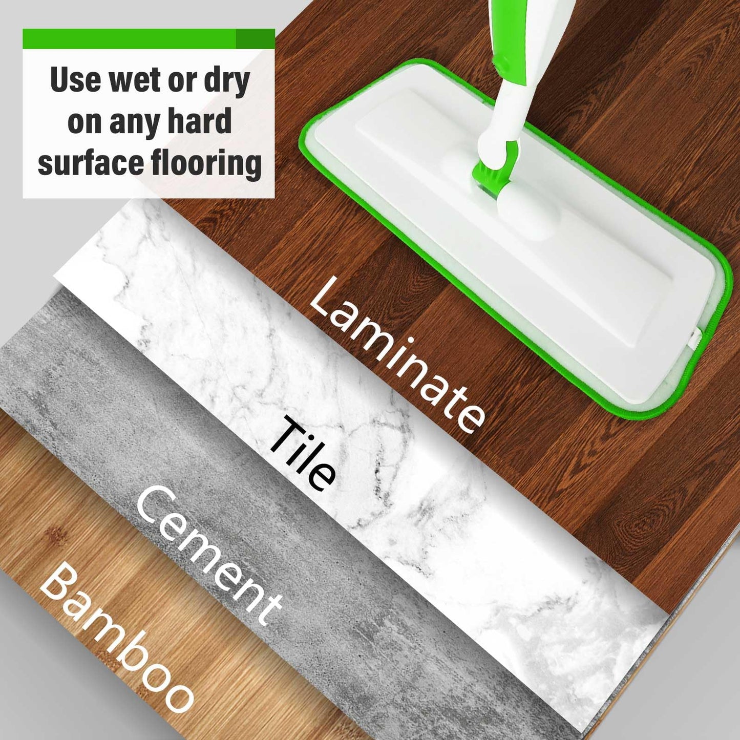 Mops for Floor Cleaning Wet Spray Mop with 14 oz Refillable Bottle and 3 Washable Microfiber Pads Home or Commercial Use Dry Wet Flat Mop for Hardwood Laminate Wood Ceramic - Medaid International