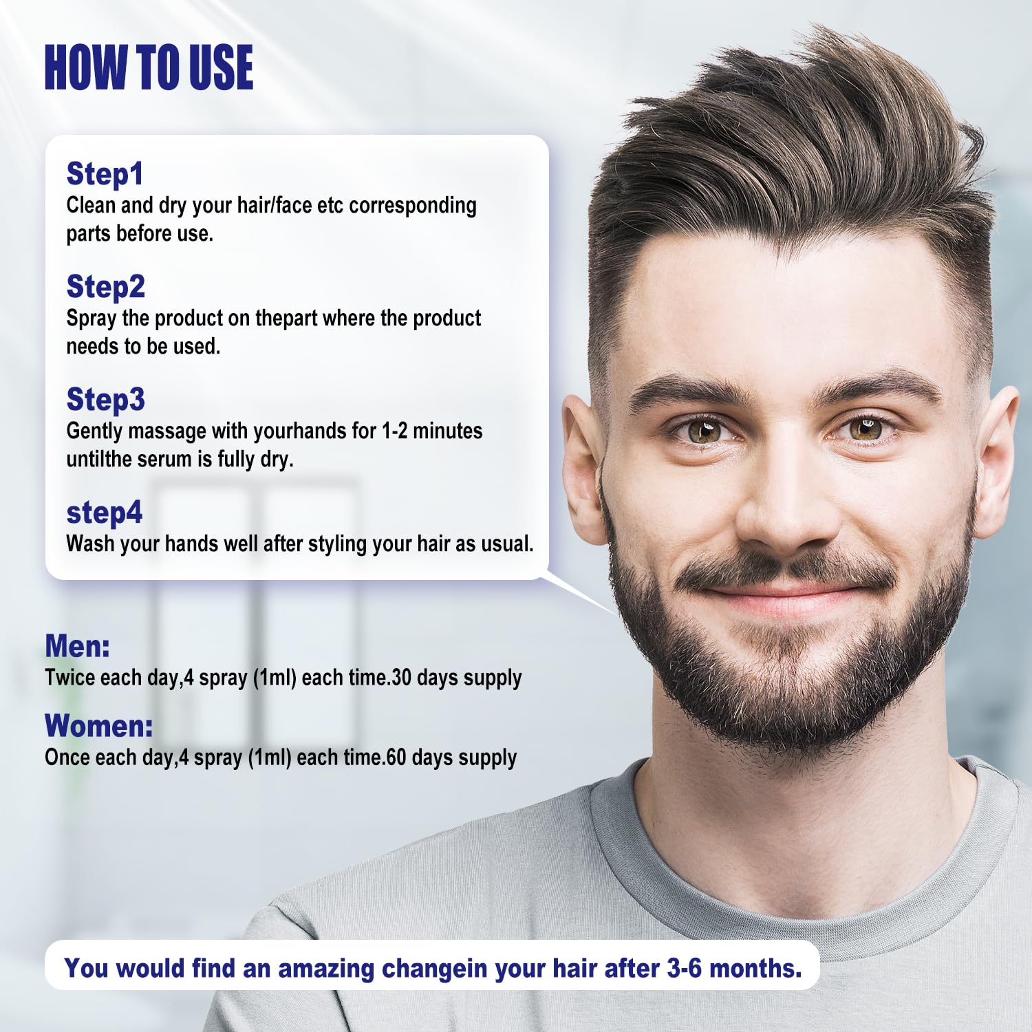 5% Minoxidil For Men And Women Hair Growth Spray - Hims Hair Regrowth Treatment For Stronger Thicker Longer Hair 2-3 Month Supply 100ml(3.38oz) - Medaid International