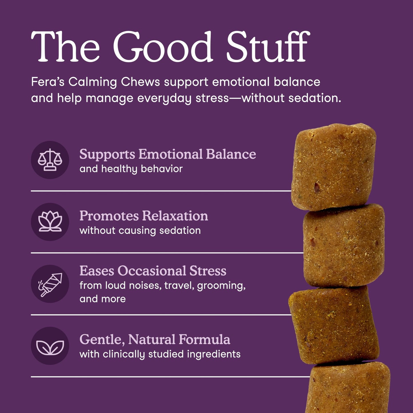 Fera Pets Dog Calming Chews - Helps Manage Everyday Stress & Separation - Promotes Relaxation - Ashwagandha & Priome® Mental Wellbeing Postbiotic Blend - 90 Soft Chews