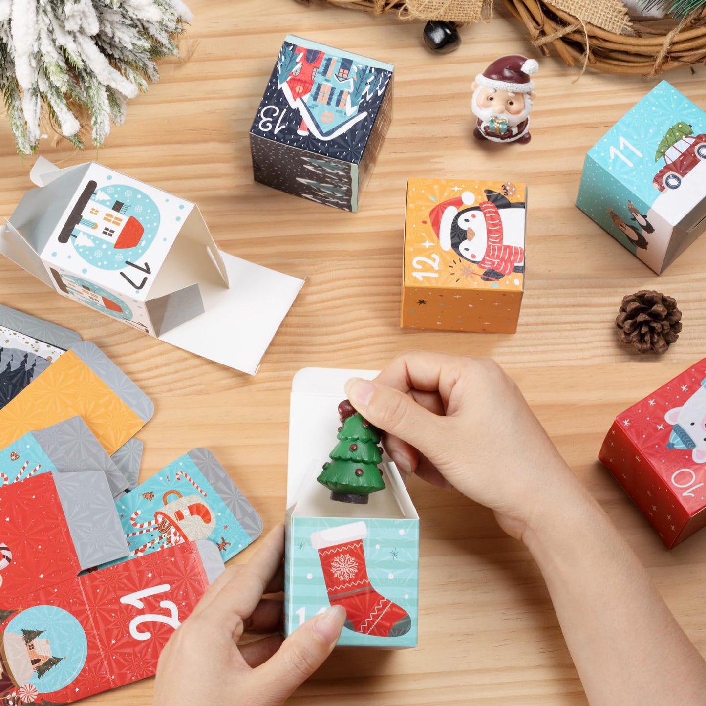 DIY Christmas Advent Calendar Boxes to Fill, 24 Empty Number Advent Calendar Boxes, 2025 Personalized Christmas Countdown Calendar Gift Boxes for Kids Family Friends, XMAS Holiday Decorations - Medaid International