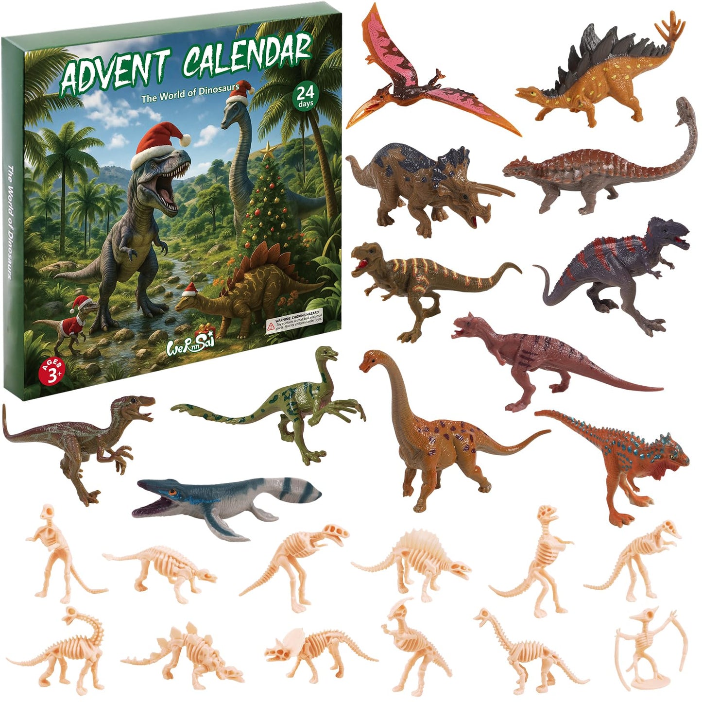 WERNNSAI Dinosaur Advent Calendar 2025 for Kids -24 Days Christmas Countdown Calendar Surprise Dino Toy Box with Mini Dinos for Boys Girls Toddlers Teens Xmas Gifts - Medaid International