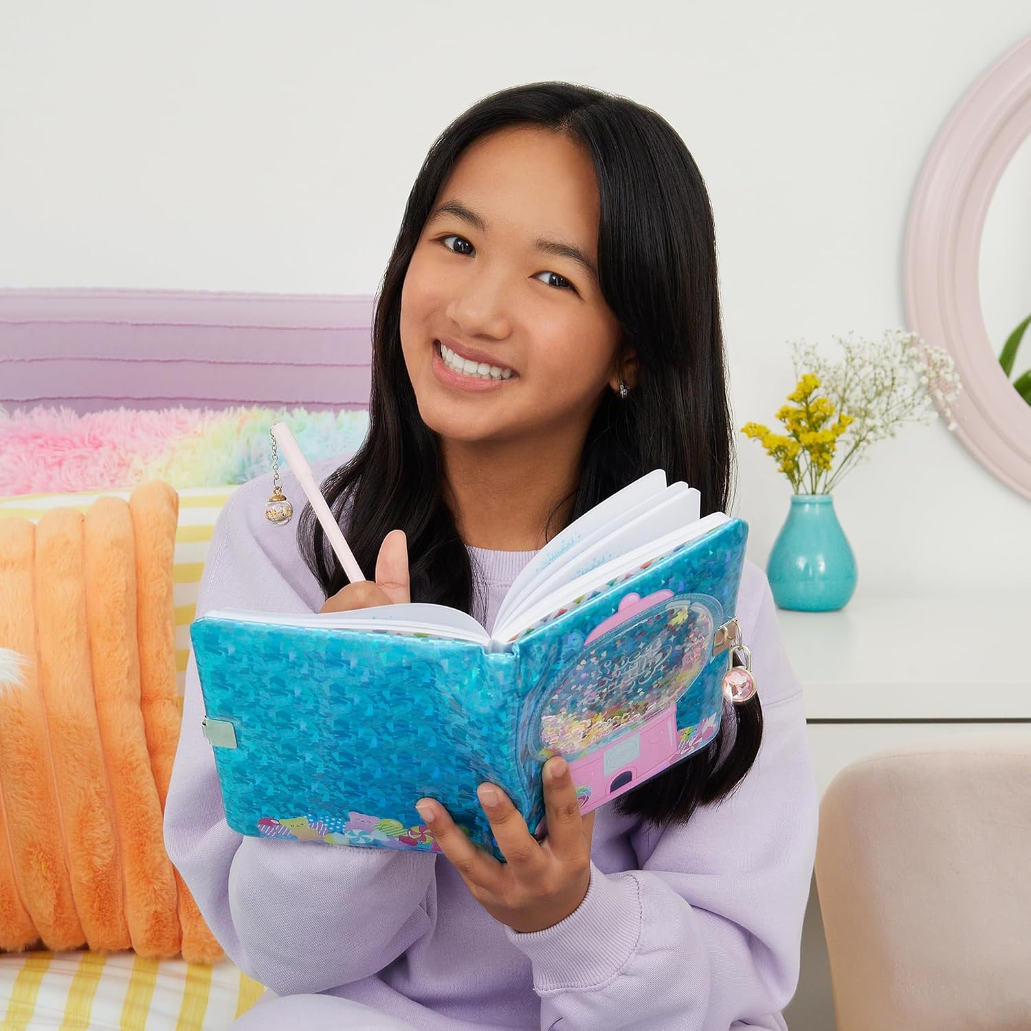 Bubble Gum Glitter Locking Journal with Pen - Medaid International