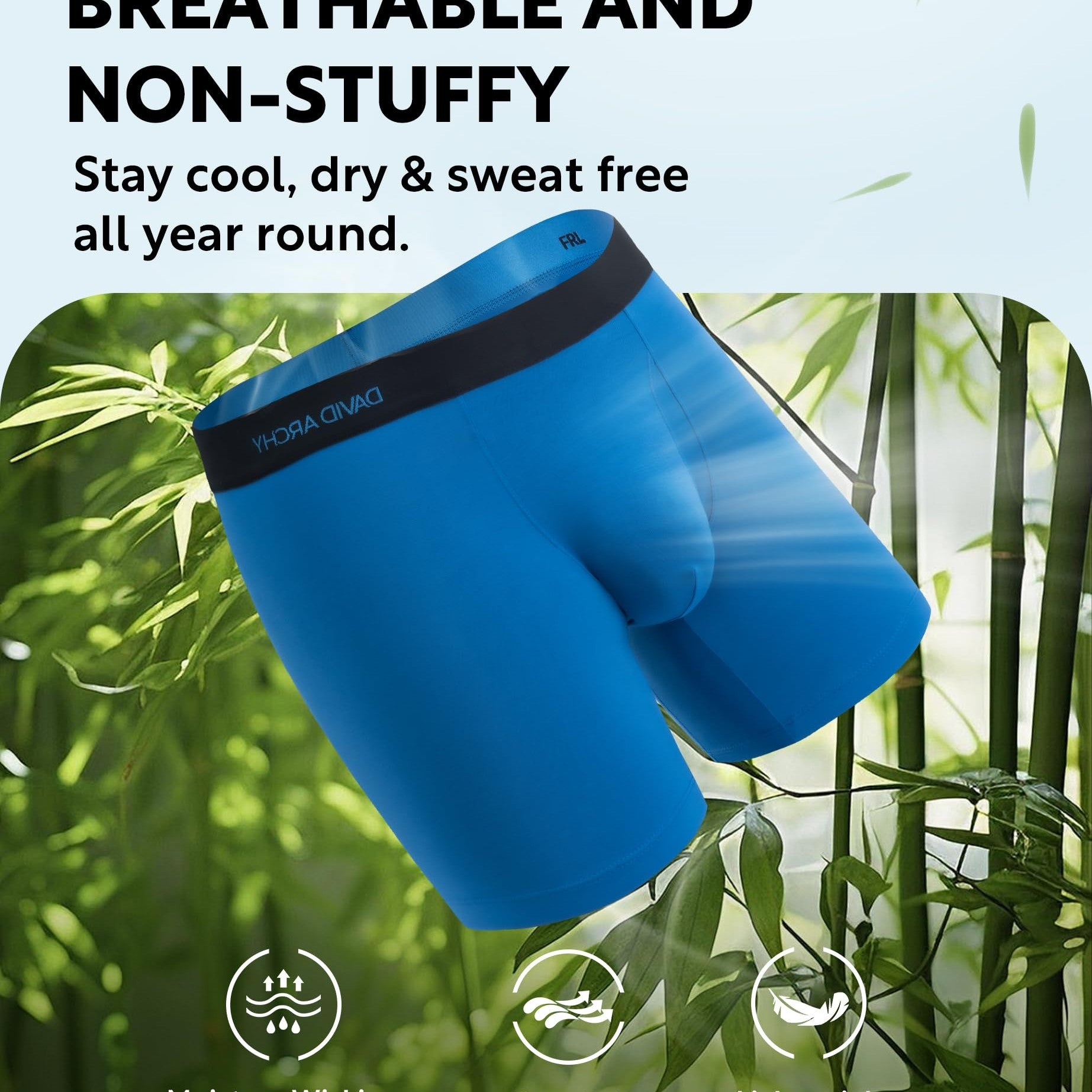 DAVID ARCHY Mens Underwear Rayon made from Bamboo 7-Pack, Wicking-Moisture & Cool Boxer Briefs with Support Pouch, Breathable Soft Stretch Boxers for Men with Fly (L, Seven Colors - 6.5'') - Medaid International