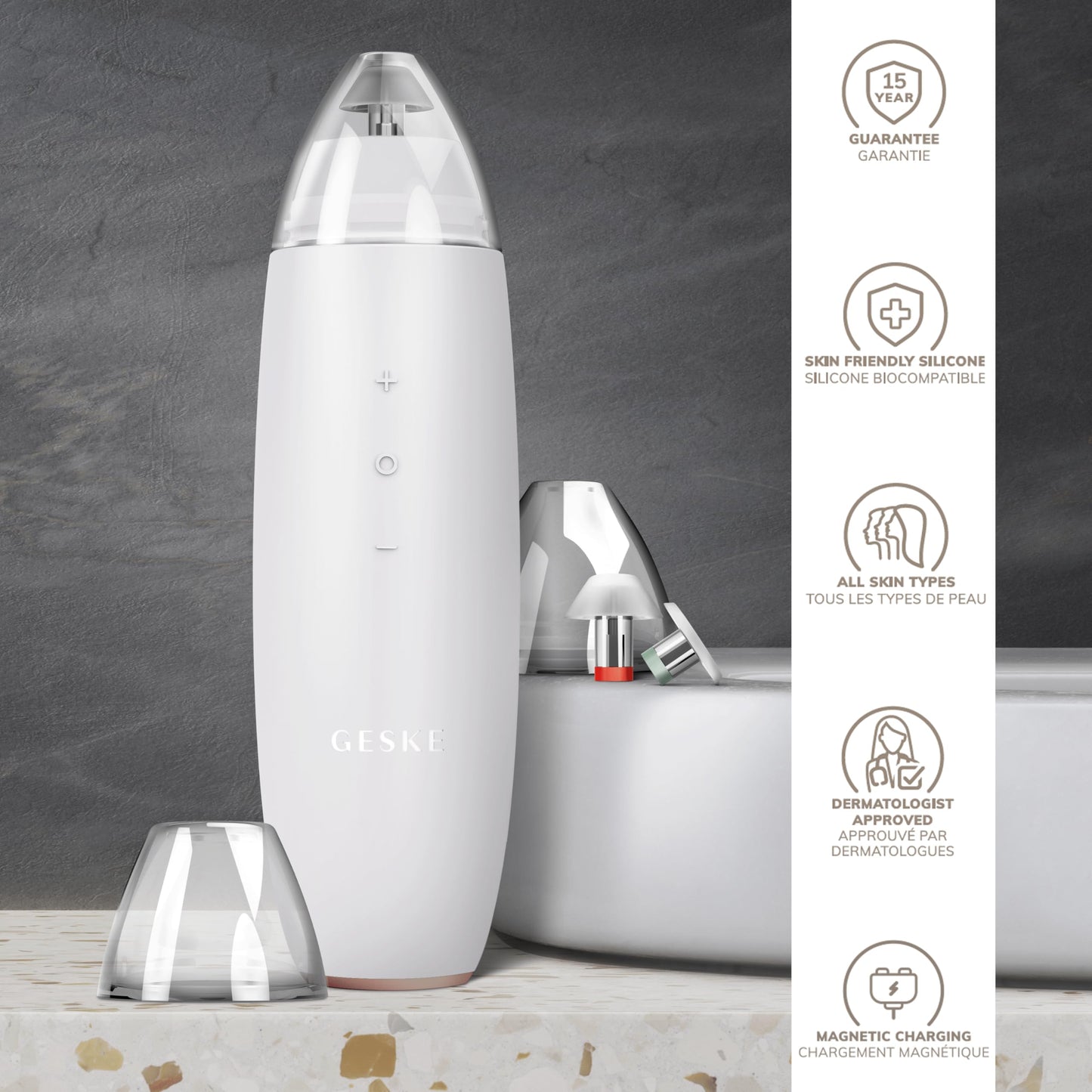 GESKE SmartAppGuided™ MicroDermabrasion Blackhead Remover | 7 in 1 | Blackhead Remover | Electric Pore Cleaner | Innovative Vacuum Cup | Beauty Tool | Skin Cleansing Device | Skincare Device - Medaid International