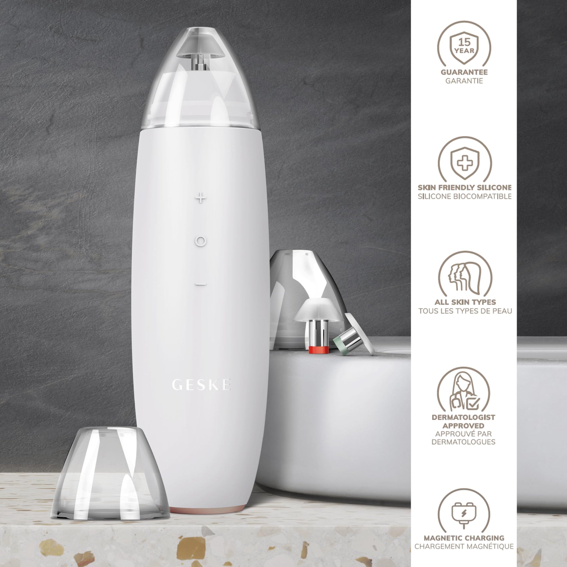 GESKE SmartAppGuided™ MicroDermabrasion Blackhead Remover | 7 in 1 | Blackhead Remover | Electric Pore Cleaner | Innovative Vacuum Cup | Beauty Tool | Skin Cleansing Device | Skincare Device - Medaid International