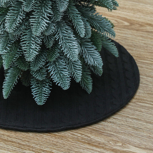 Yehnois 18 Inch Mini Knitted Christmas Tree Skirt, Black Holiday Decorative Mat for Xmas Indoor Home Decor, Festive Tabletop Ornament (Black) - Medaid International