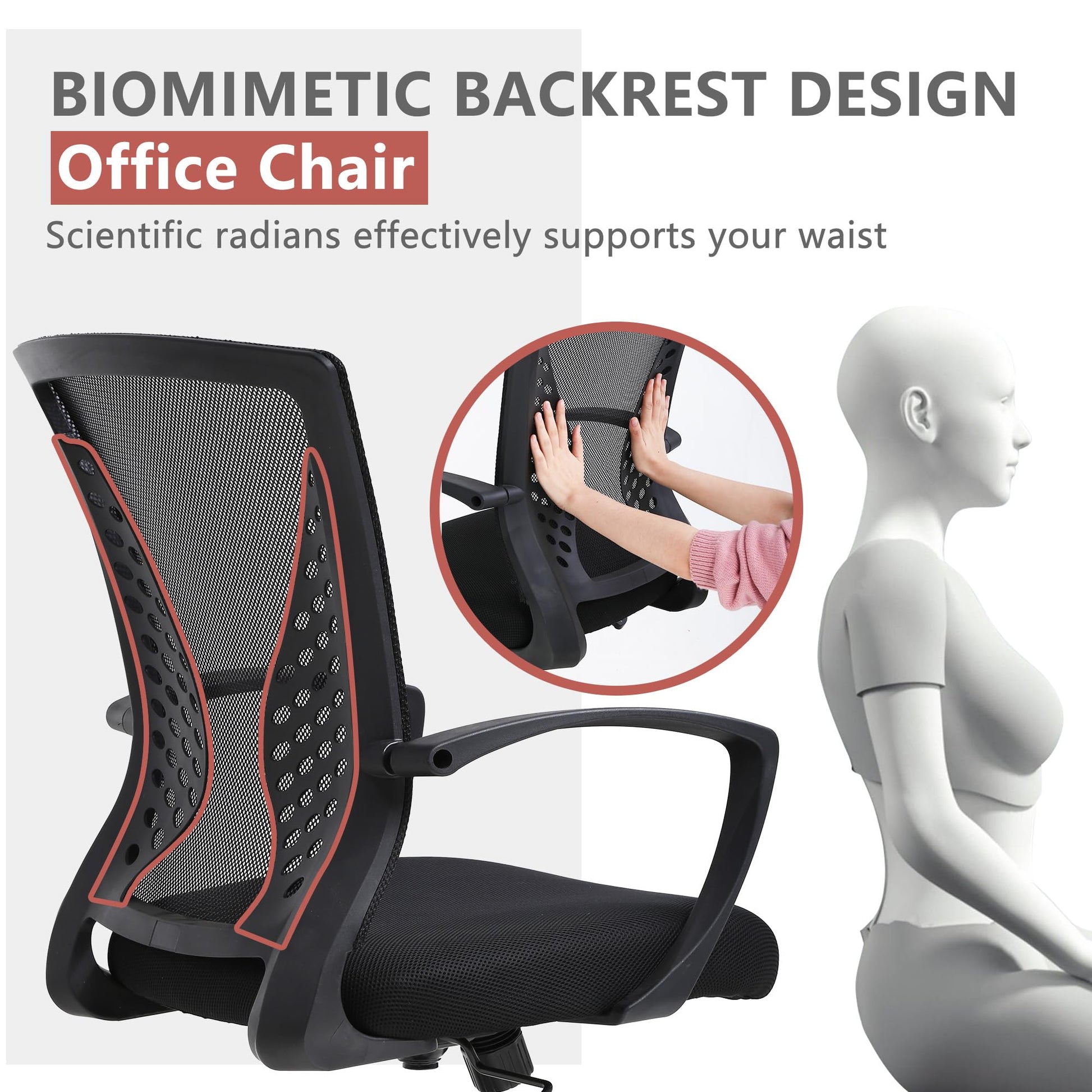 PayLessHere Office Computer Gaming Chair Ergonomic Mesh Desk Chair Adjustable Video Game Chairs with 360 Degrees Swivel Wheels Armrest Lumbar Support for Home Office,Black - Medaid International