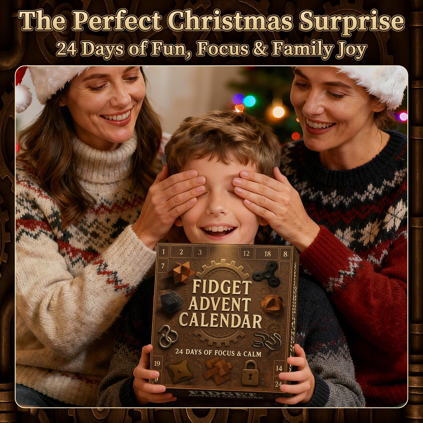 Rubypop Fidget Advent Calendar 2025, 24 Day Brain Teaser Christmas Countdown Wooden & Metal Puzzle Toys, Holiday Gifts for Kids Teens Adults - Medaid International