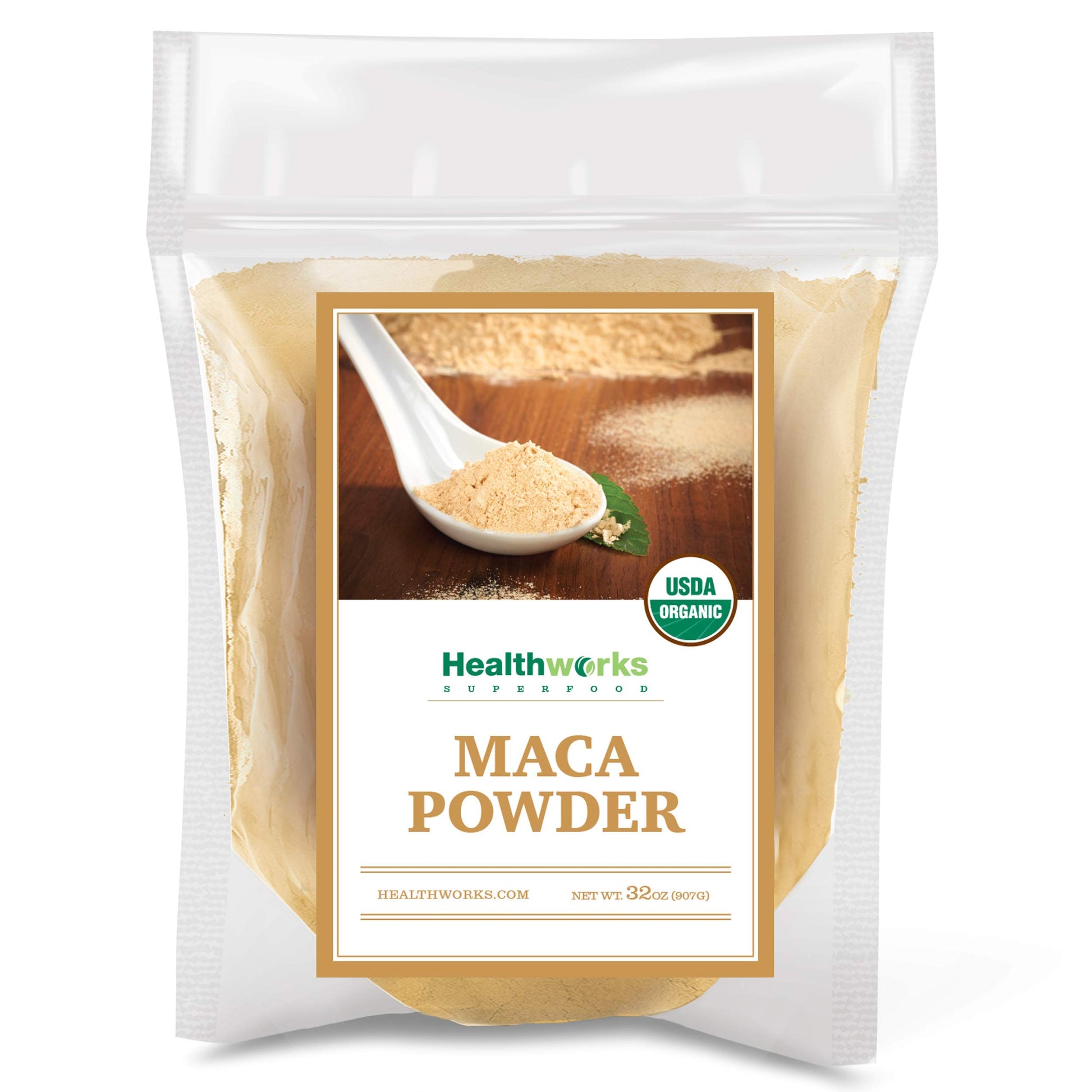 Healthworks Superfoods Organic Maca Powder Raw - 32 Oz / 2 Lbs - Certified Organic Flour Use - Keto, Vegan & Non-GMO - Premium Peruvian Origin - Breakfast, Smoothies, Baking & Coffee - Antioxidant - Medaid International