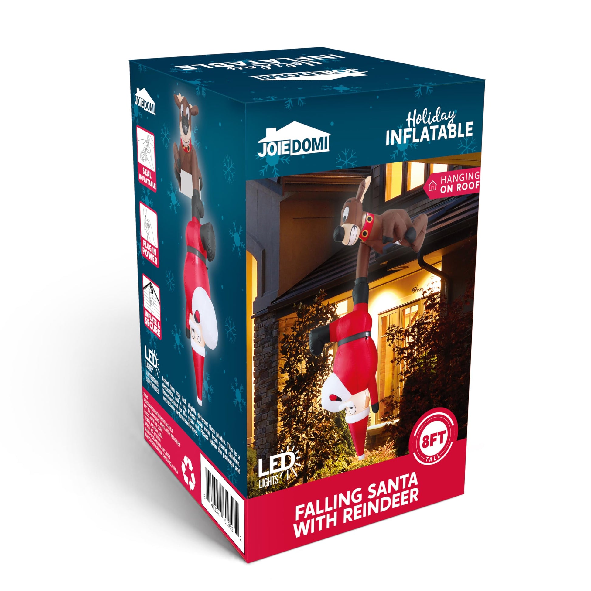 Joiedomi 8 FT Hanging Christmas Inflatables Decoration, Christmas Inflatable Reindeer and Climbing Santa, Blow Up Santa with Build-in LED for Xmas Party Indoor, Outdoor, Yard, Garden, Lawn Decor - Medaid International