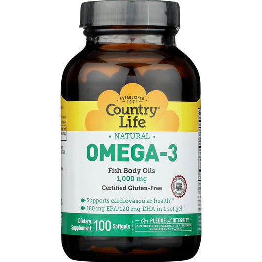 Country Life Omega 3 Fish Oil 1000 Mg, 100 Ct - Medaid International