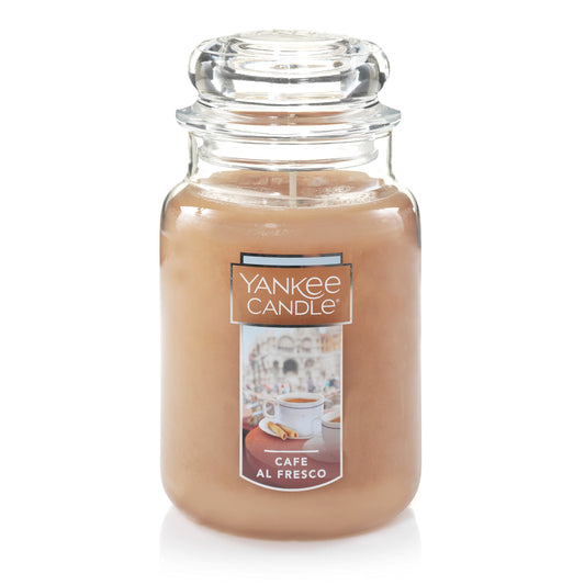 Yankee Candle Café al Fresco Scented, Classic 22oz Large Jar Single Wick Candle, Over 110 Hours of Burn Time - Medaid International
