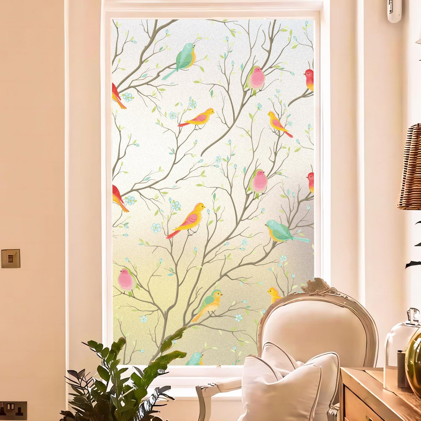 Coavas Stained Glass Window Film, Decorative Frosted Glass Window Privacy Film, Static Cling Non-Adhesive Windows Sticker for Front Door Bathroom Heat Control Anti UV,35.4 x 78.7 Inch - Medaid International