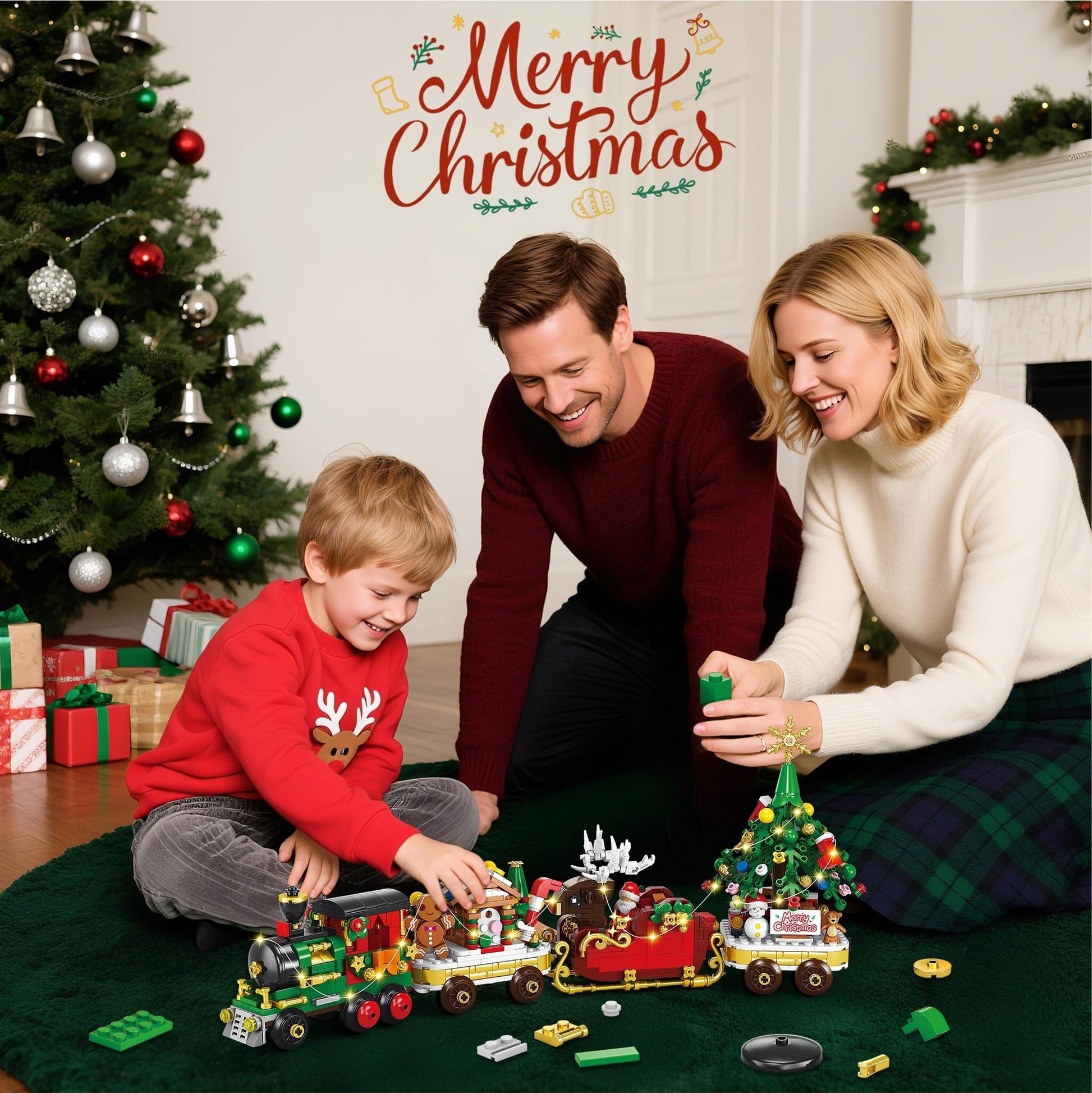 Advent Calendar 2025 Christmas Train Building Set with Lights, 24 Boxes Christmas Countdown Surprise Blocks Compatible with Lego, Xmas Gifts for Kids Adults (849PCS) - Medaid International