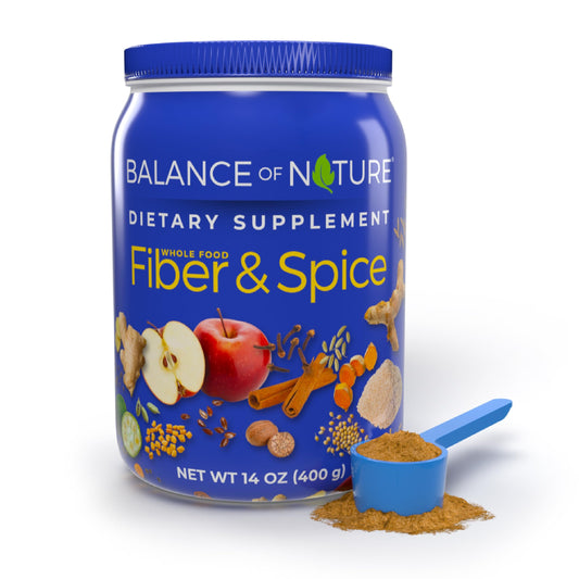 Balance of Nature Fiber & Spice - Psyllium Husk, Flax Seed, Turmeric & Apple - 30 Servings - Medaid International