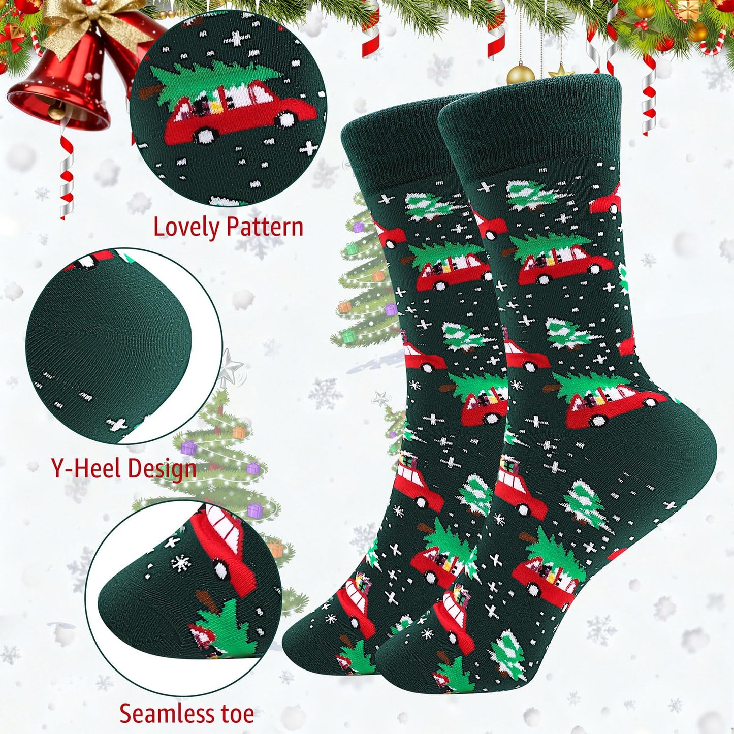 Funny Socks for Women Men Christmas Socks Fuzzy Cozy Novelty Dress Socks Festive Crew Socks Size 7.5-12 - Medaid International