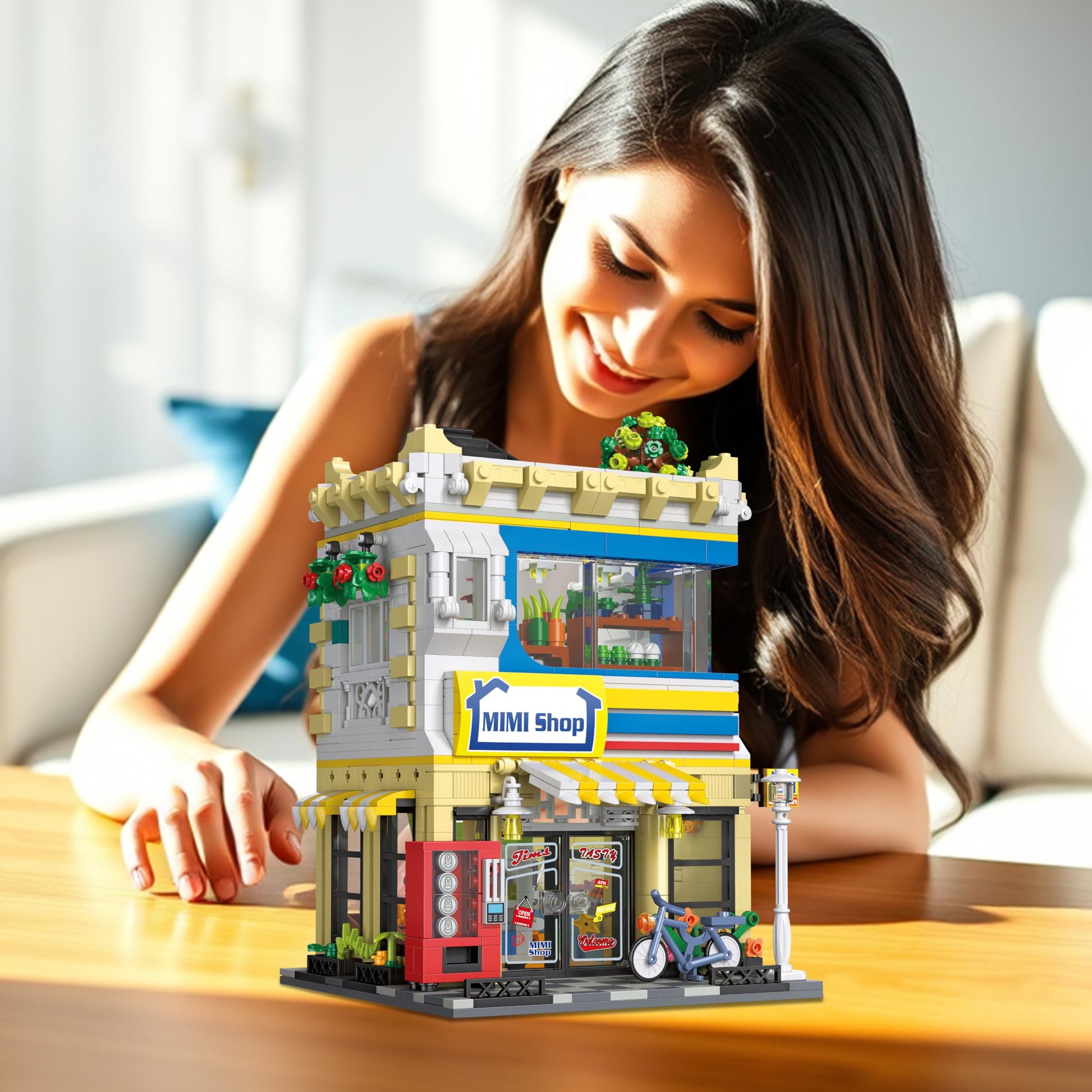 Yunsphere Mini Shop Lighting Building-Bricks Set, Street View Building Blocks with Lights, LED DIY Christmas Holiday House, Gifts for Boys, Girls and Adults(1389 Pcs) - Medaid International