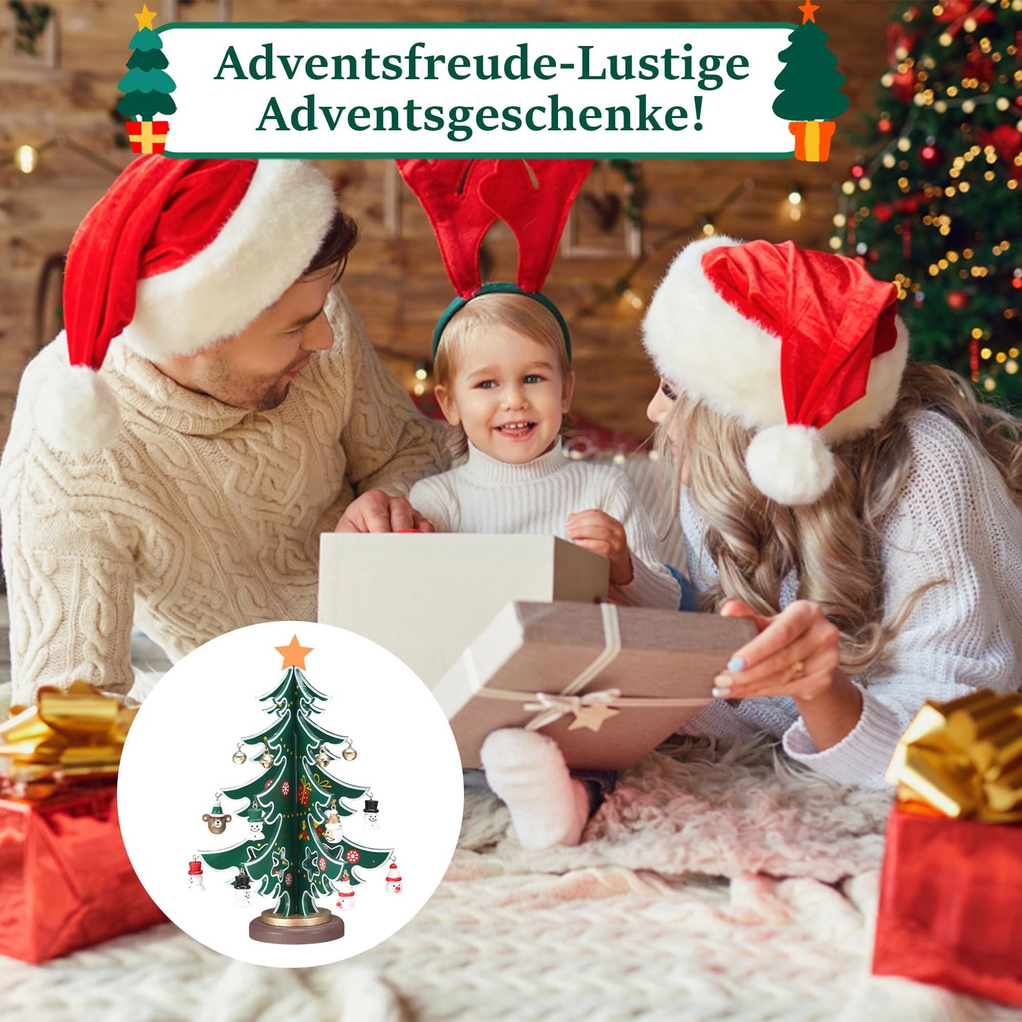 Advent Calendar 2025 Wooden Christmas Tree with 18 Ornaments Tree Christmas Calendar for Children Table Decoration Mini Christmas Tree Pendant for Adults Boys Girls Small Advent Calendar - Medaid International