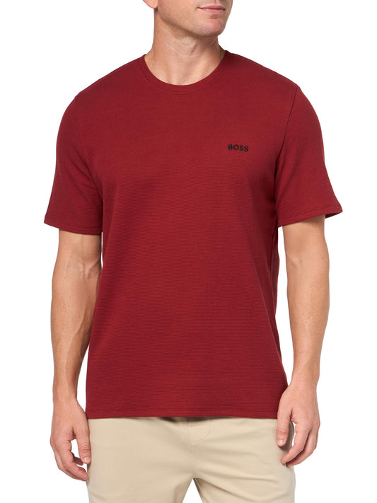 BOSS Waffle Contrast Logo Short-Sleeve T-Shirt, crimson red, L - Medaid International