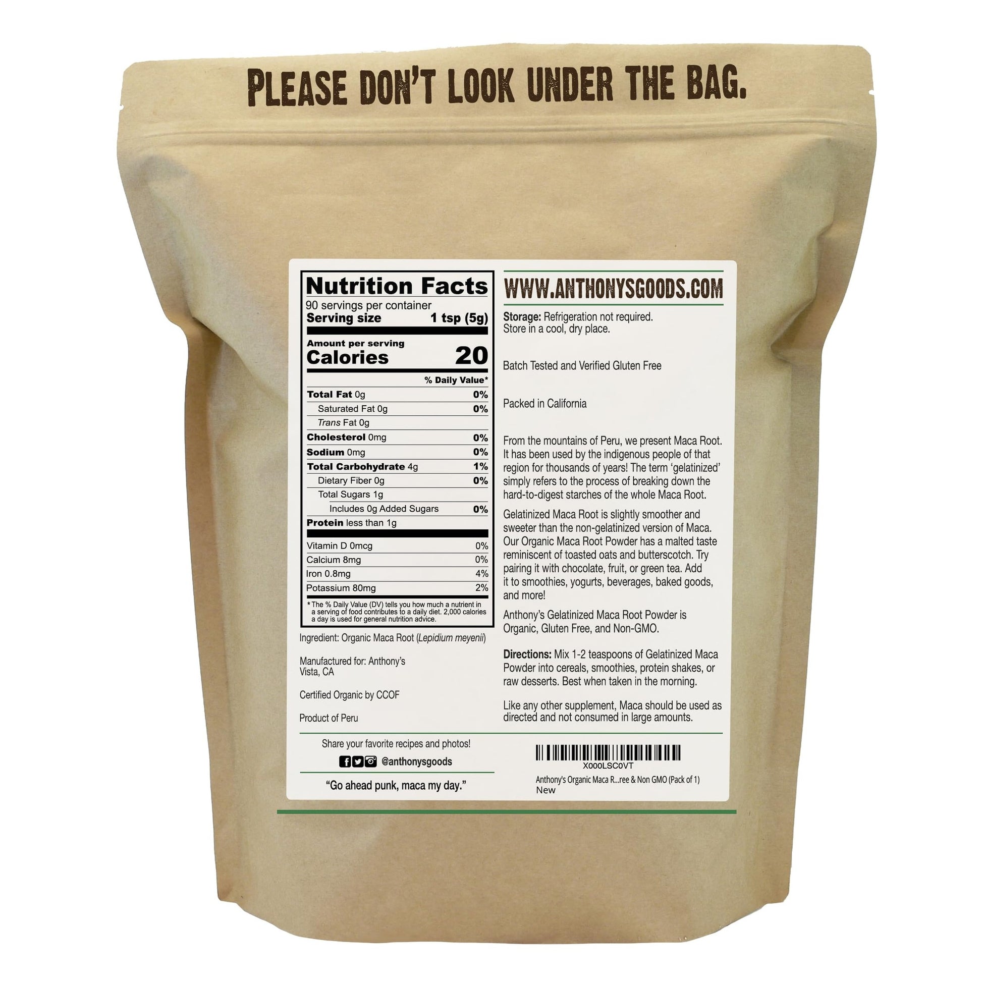 Anthony's Organic Maca Root Powder, 1 lb, Gelatinized for Enhanced Bioavailability, Gluten Free, Non GMO - Medaid International