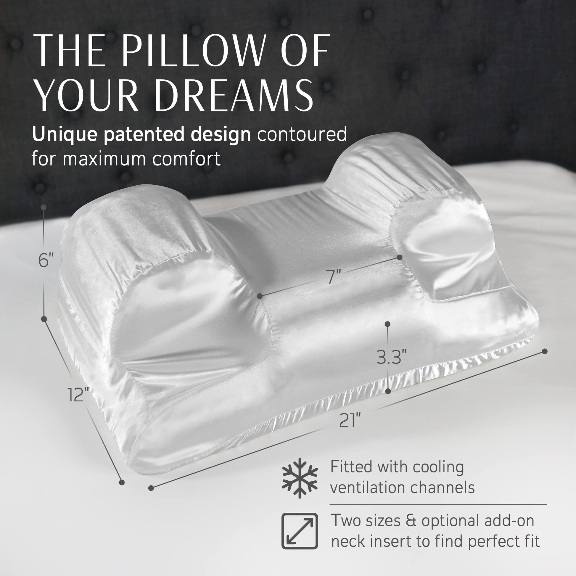 Your Face Pillow-Back Sleeper Beauty Pillow, Cervical Neck Pillow Contour Memory Foam Pillow, Ergonomic Neck, Back & Shoulder Support. Back Sleeping Reduces Pressure on Skin - Standard with Satin Case - Medaid International