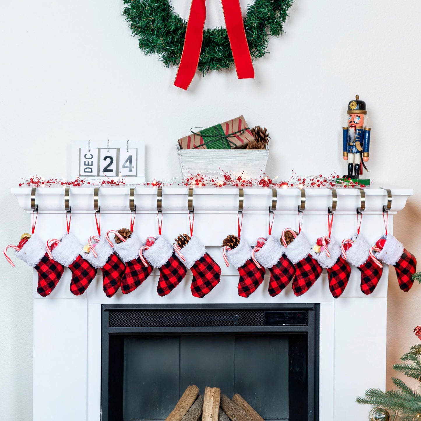 JOYIN 12 PCS 5” Mini Christmas Stocking,Red Black Plaid Xmas Stockings for Christmas Tree Decoration, Party Favors and Holiday Season Supplies - Medaid International