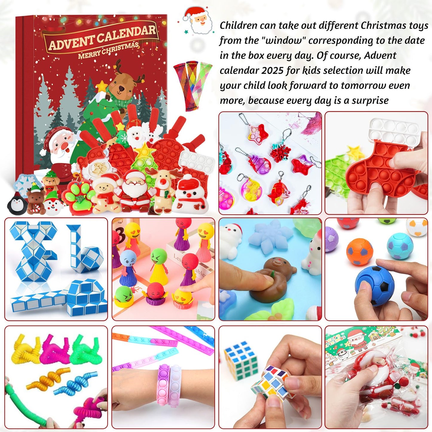 Fidget Advent Calendars 2025 For Kids,24 Days of Surprises Fidget Toys, Christmas Countdown Advent Calendars,Xmas Party Favors Stocking Stuffer Gifts Sensory Toy Surprise Gifts For Boys Girls - Medaid International