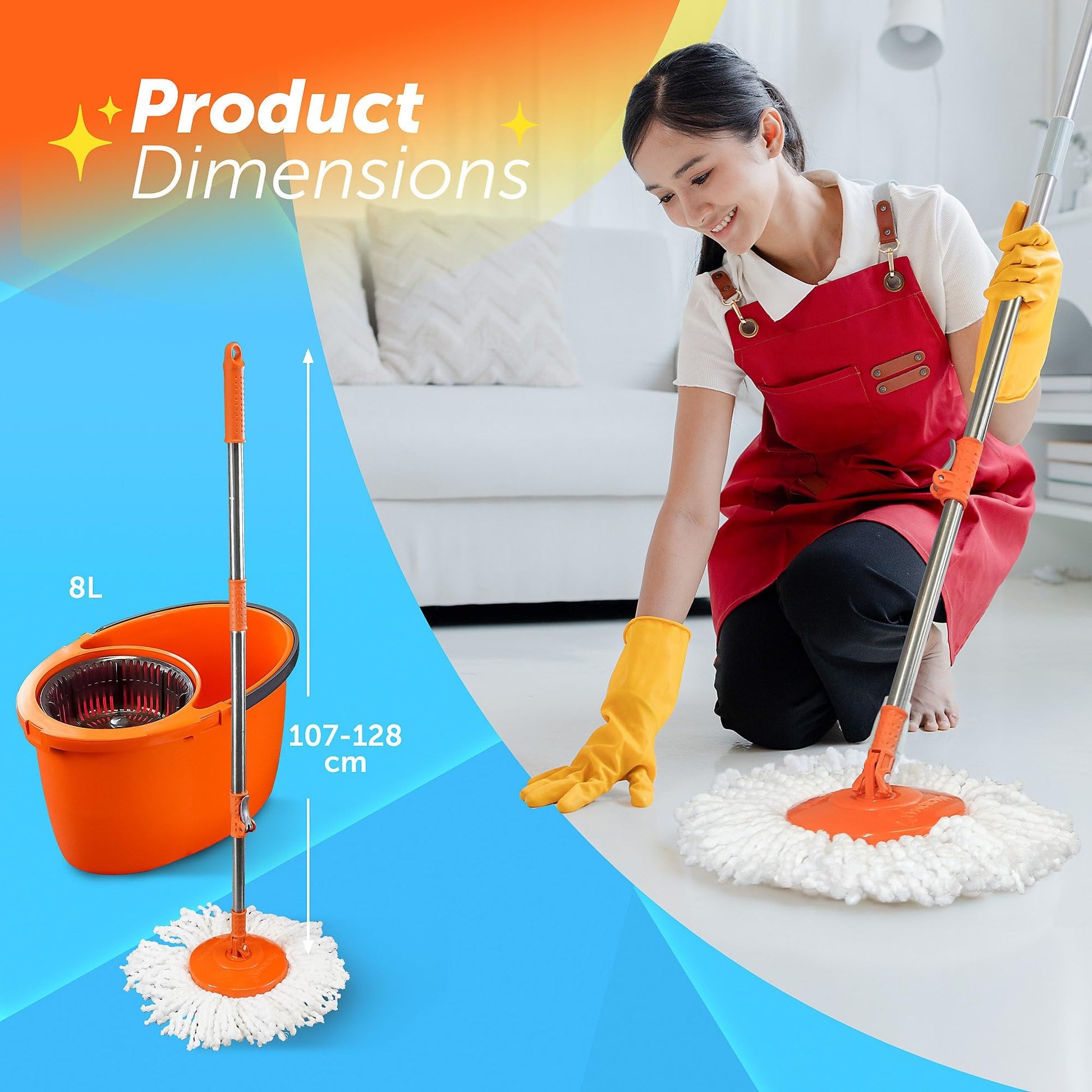 Macromax Faster Spin Mop and Bucket Set – 360° Rotating Microfiber Mop with Smart Drying System – Multi-Surface Floor Cleaning Tool - Medaid International