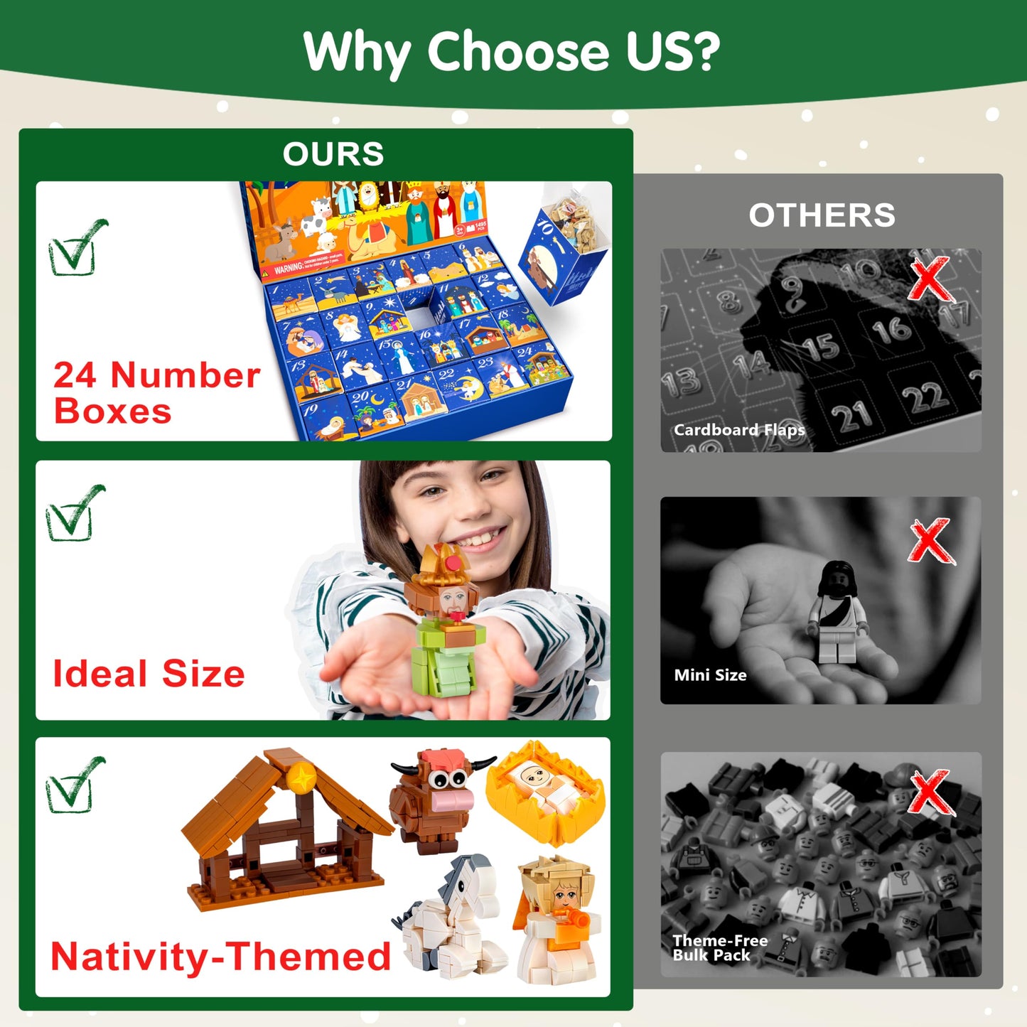 Nativity Advent Calendar 2025 Kids – 24 Days Building Blocks Kits Christmas Gifts Countdown Calendar Set, Stocking Stuffer Building Toys for Boys, Girls, Teens & Adults Ages 6+ - Medaid International