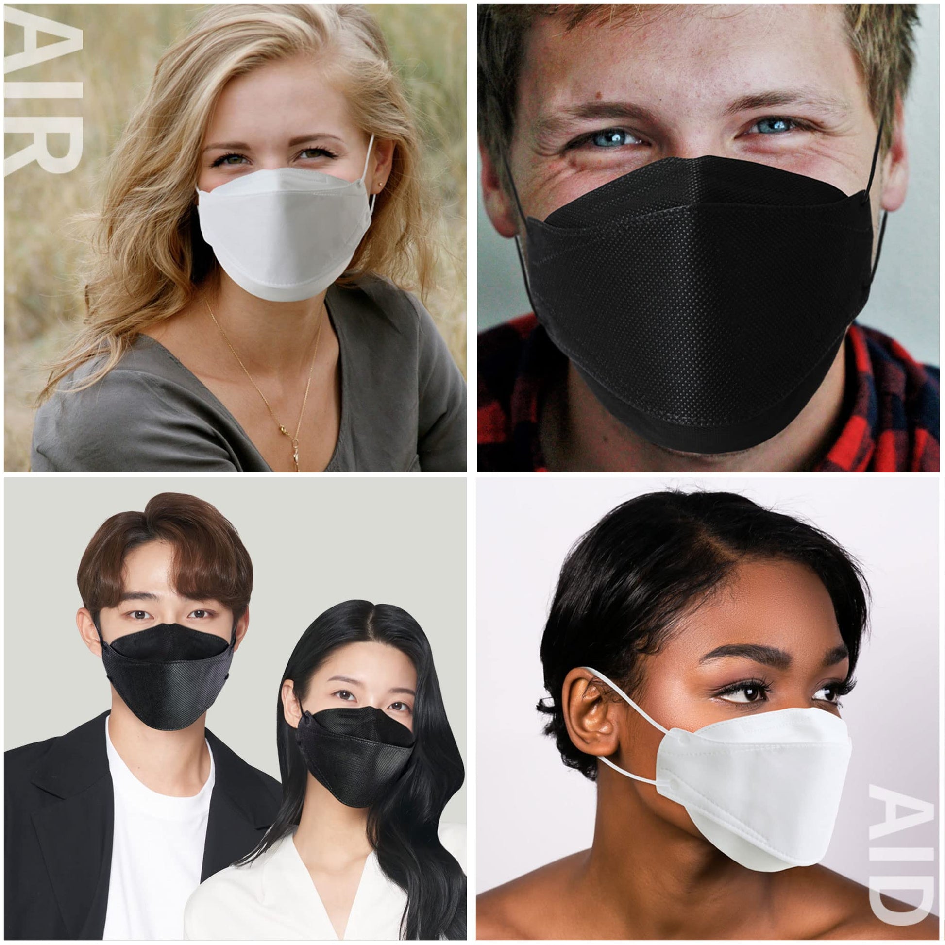 AIRAID-KF94 [Individually Wrapped] - Made in Korea, 4-Layer Filter, 3D Face Mask, Black, White, Adult and Older Teens (White-20P) - Medaid International