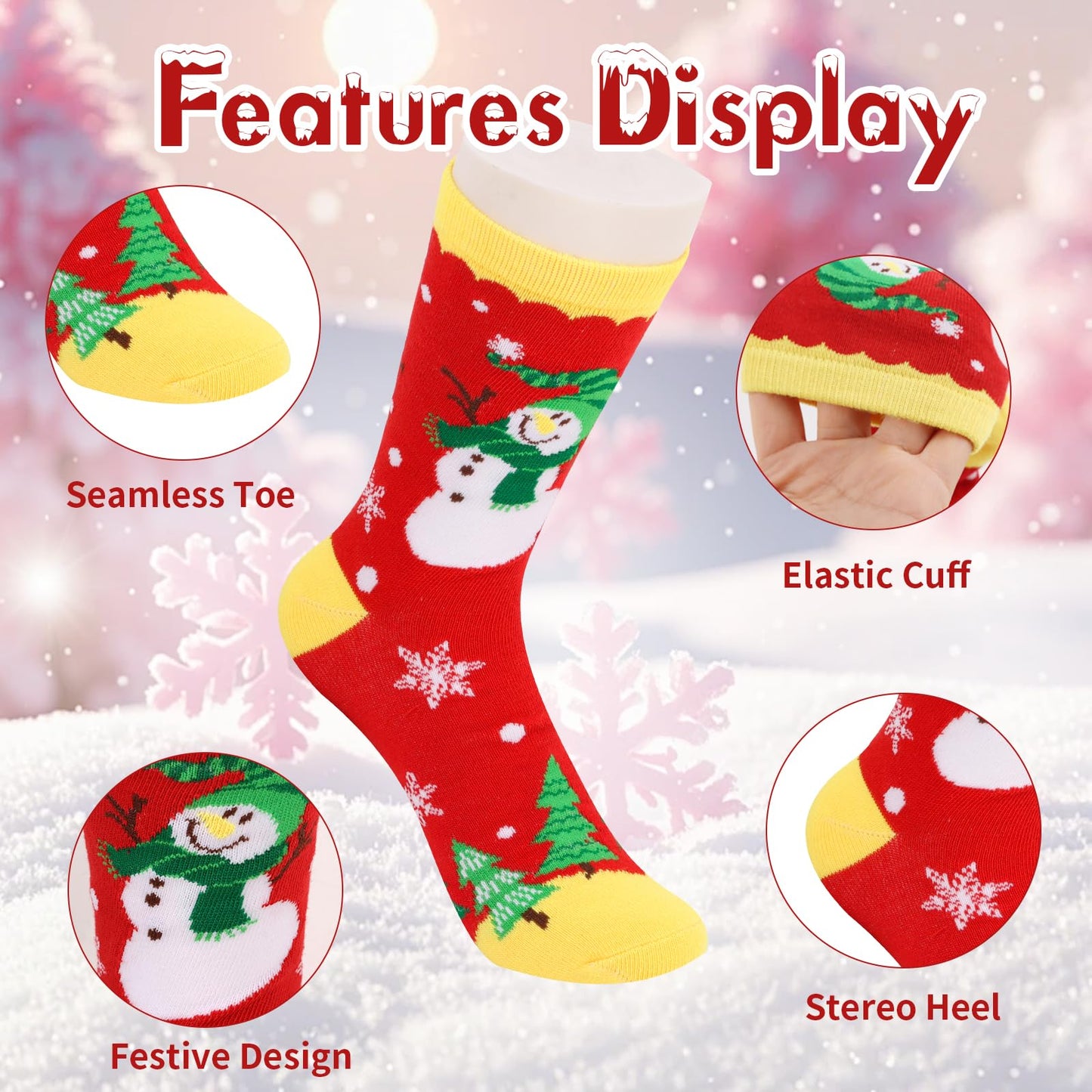 CCINEE 12 Pairs Christmas Holiday Socks Unisex, Festive Christmas Socks Bulk Novelty Cozy Cotton Sock for Adults Women Men Winter Xmas Holiday Gifts Stocking Stuffers - Medaid International