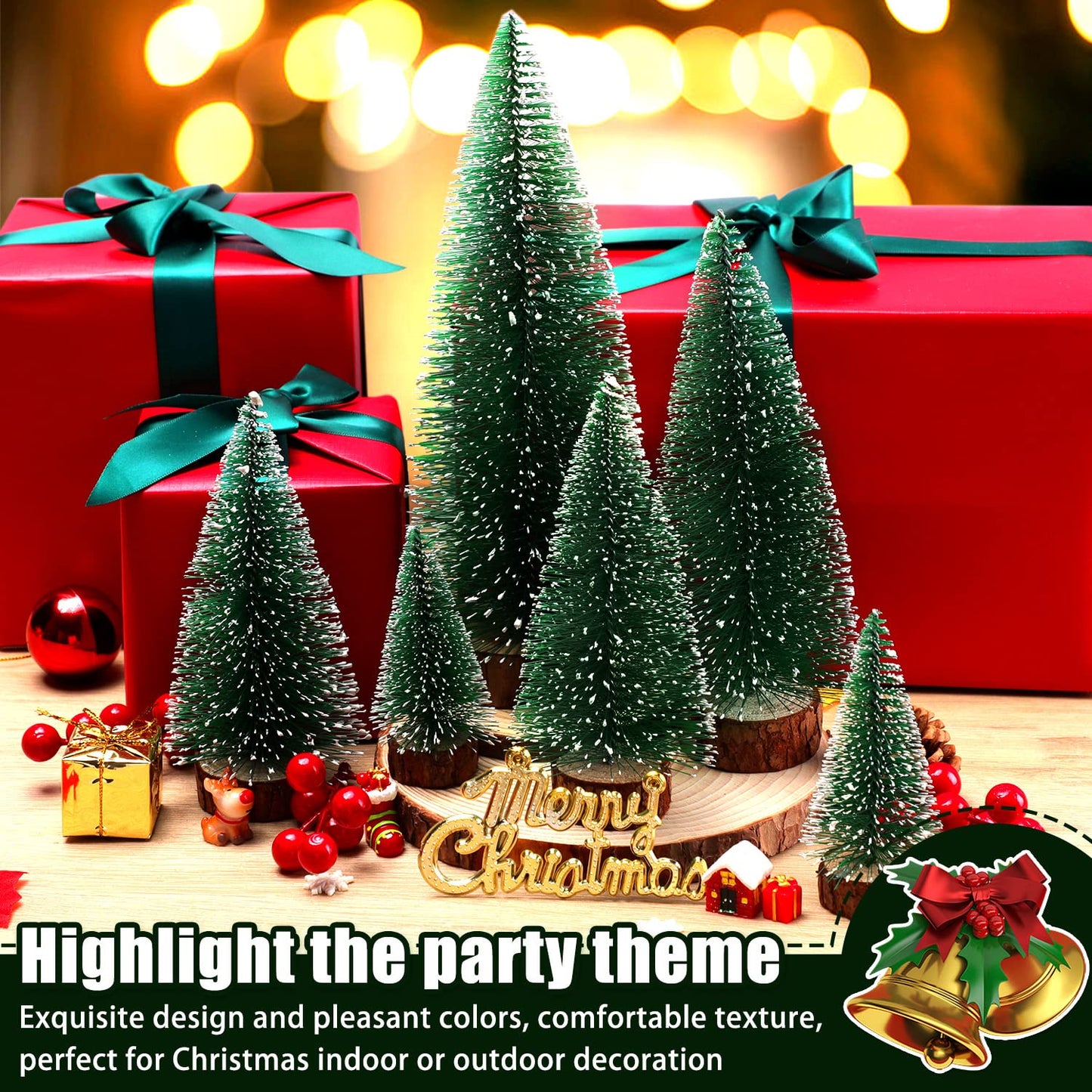 6pcs Mini Christmas Trees Decor, Artificial Bottle Brush Tabletop Trees, 4 Size Holiday Decoration for Xmas (Green) - Medaid International