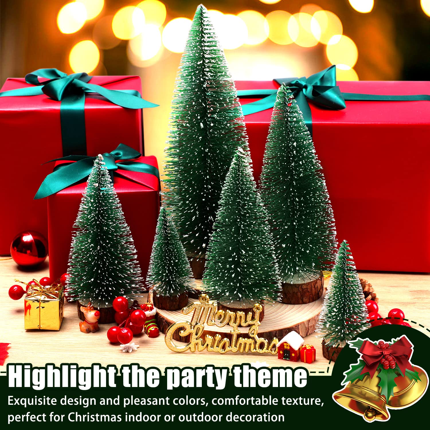 6pcs Mini Christmas Trees Decor, Artificial Bottle Brush Tabletop Trees, 4 Size Holiday Decoration for Xmas (Green) - Medaid International