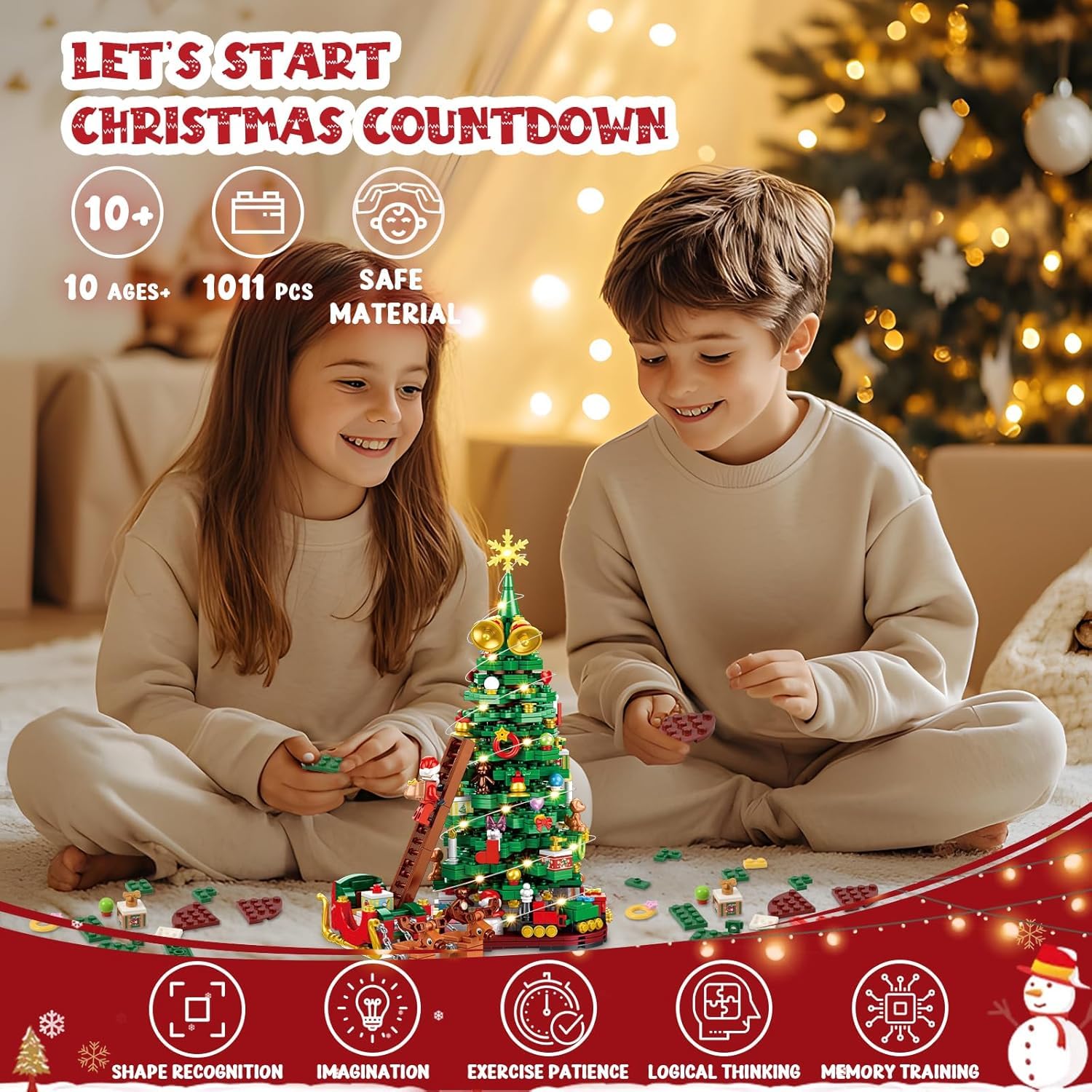 Siyaluens Advent Calendar 2025 - Christmas Tree Building Block Set, 1011 Pieces Christmas Santa Claus Moose Toy Decorations Building Kits for Adults Teen Girls Boys Countdown Calendar Gifts - Medaid International