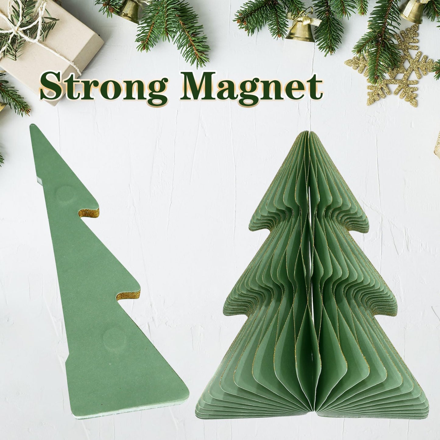 Fenyluxe 5PCS Honeycomb Paper Christmas Trees, Natural Green 3D Foldable Accordion Xmas Trees for Indoor Home Desk Decor, Holiday Dinner Party and Winter Centerpieces - Medaid International
